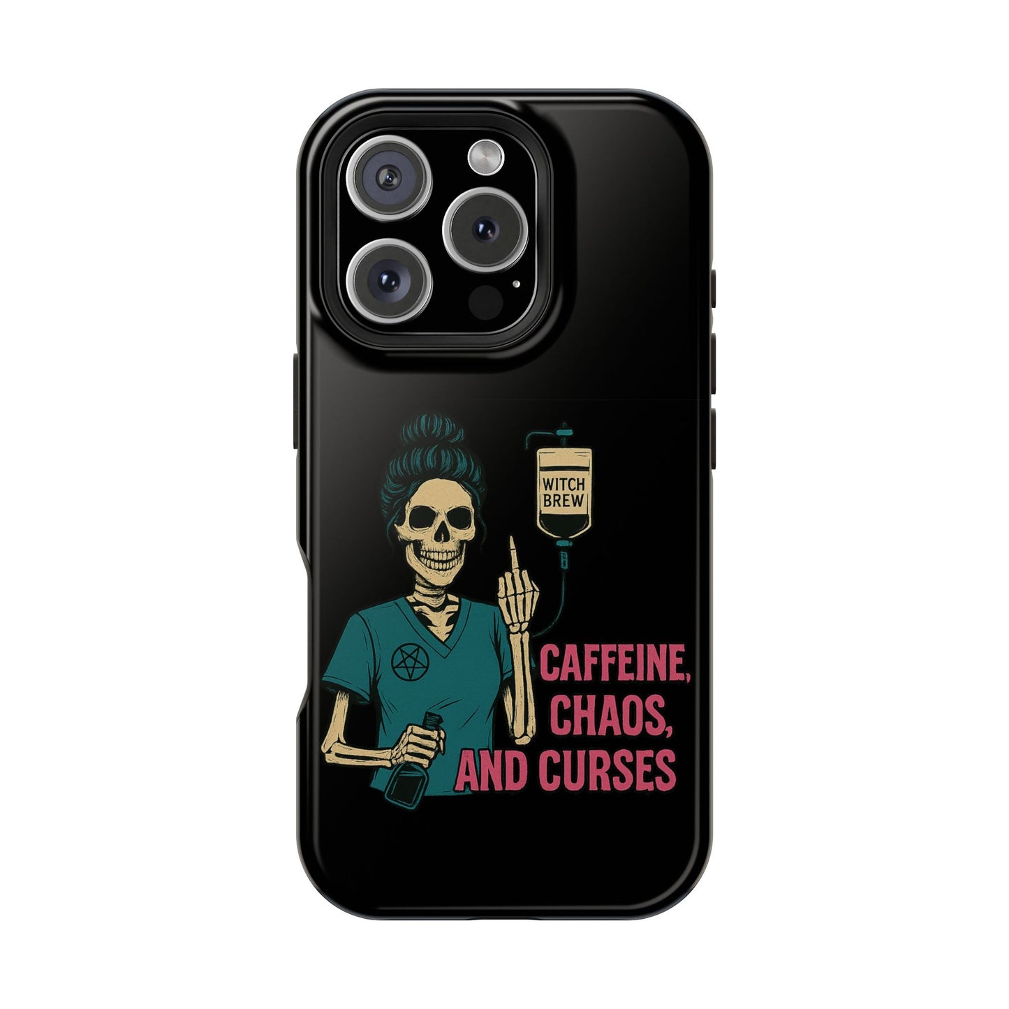 Caffeine Chaos Magnetic Phone Case, Halloween Gift, Witchy Accessories, Phone Cover, Spooky Style