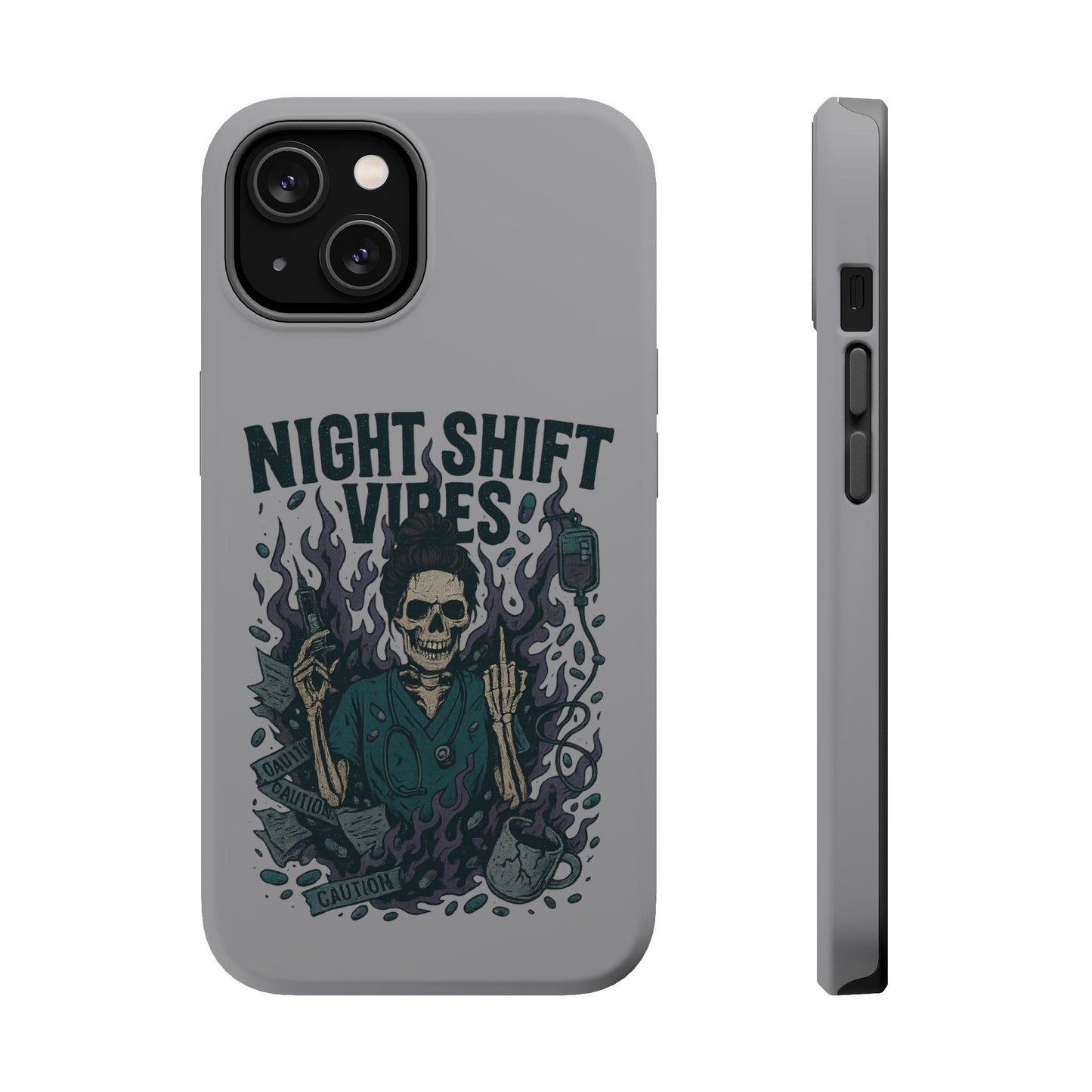 “Night Shift Vibes” – Bright & Chaotic Nurse Phone Case
