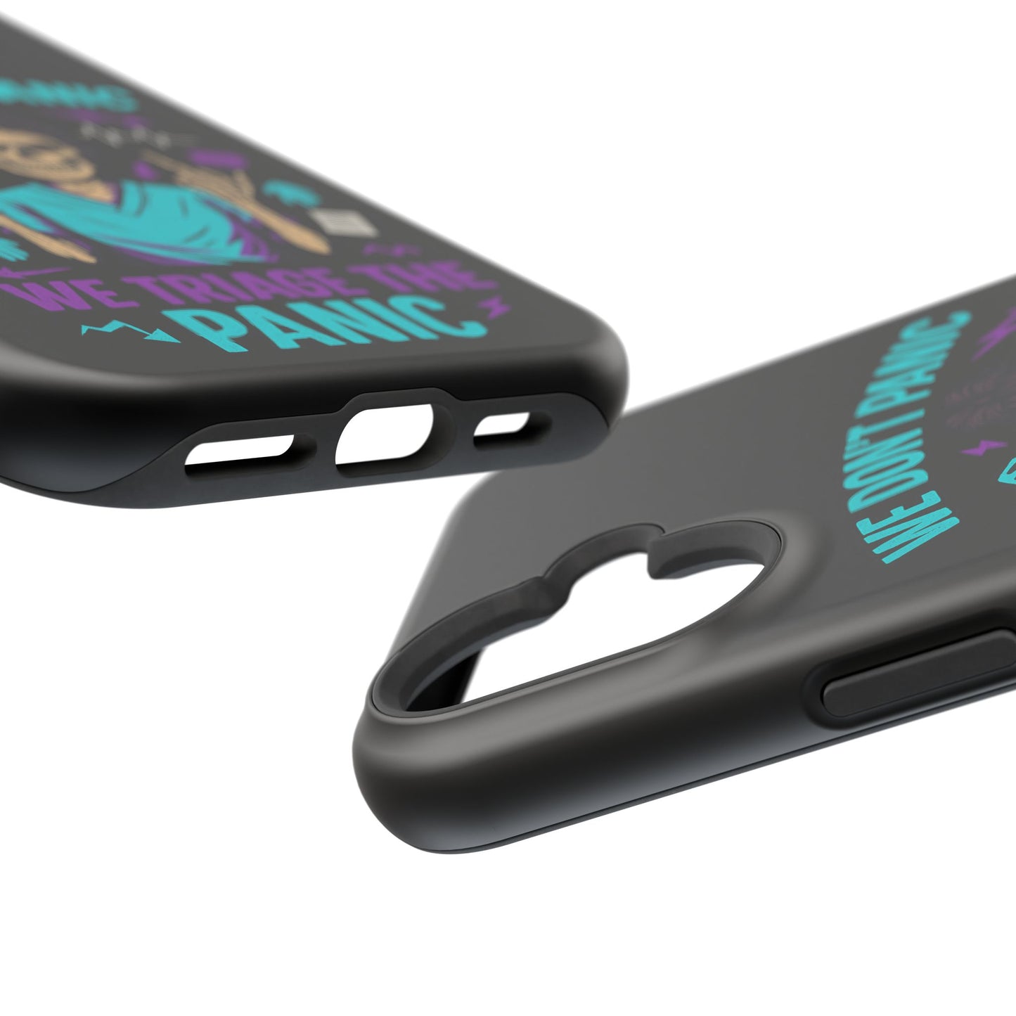 Magnetic Phone Case with Skull Design - We Don't Panic, Perfect for Nurses and Medical Professionals, Halloween Gift, Fun Accessory, [...]