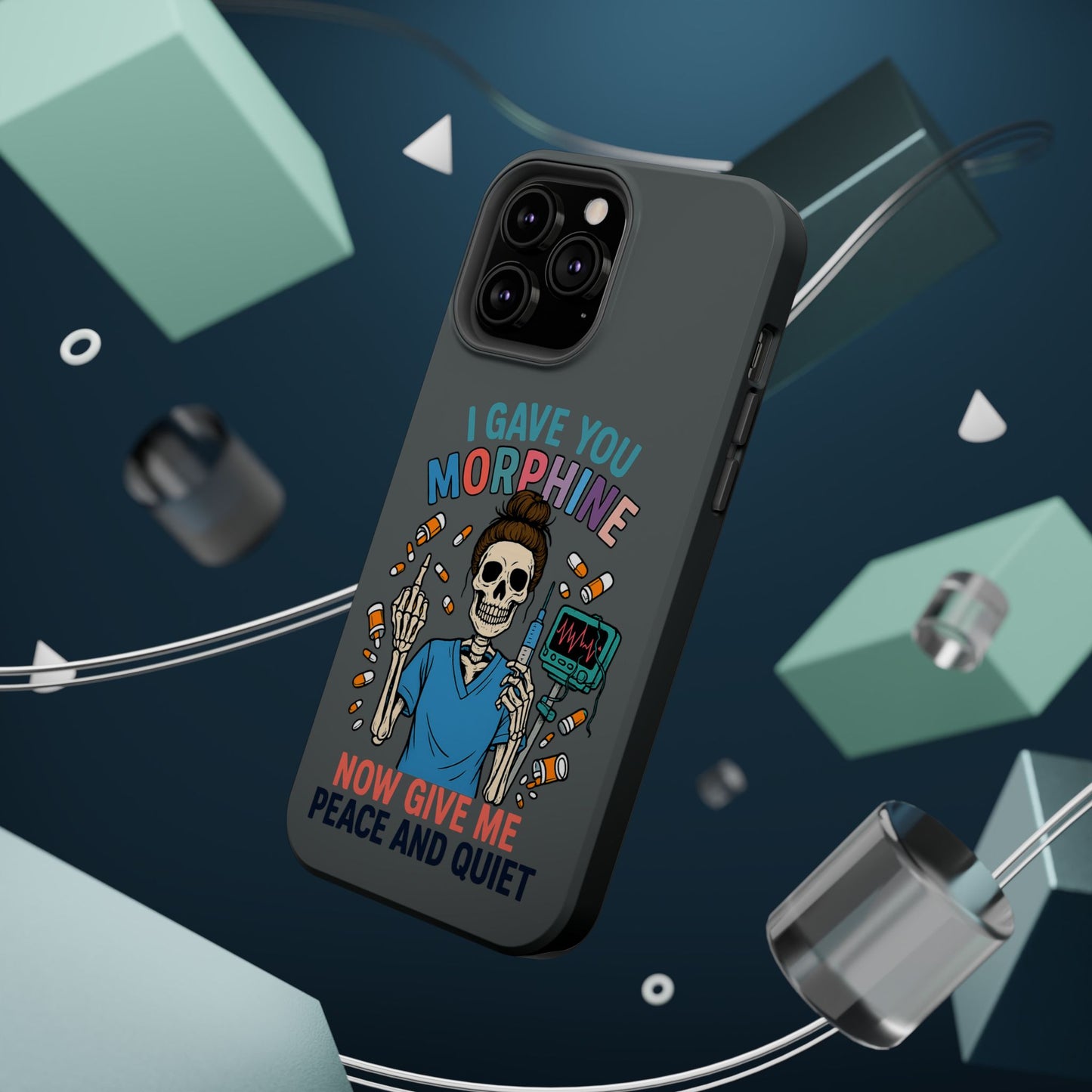 Gothic Phone Case, Unique Skeleton Design, Funny Gift for Nurses, Halloween Accessory, Hospital Humor