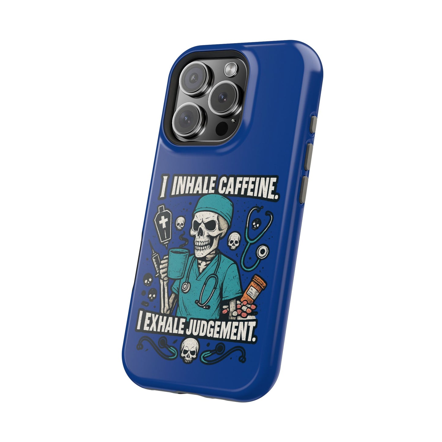 Funny Nurse Phone Case, Medical Humor, Gift for Healthcare Workers, Caffeine Lover Accessory, Skeleton Design