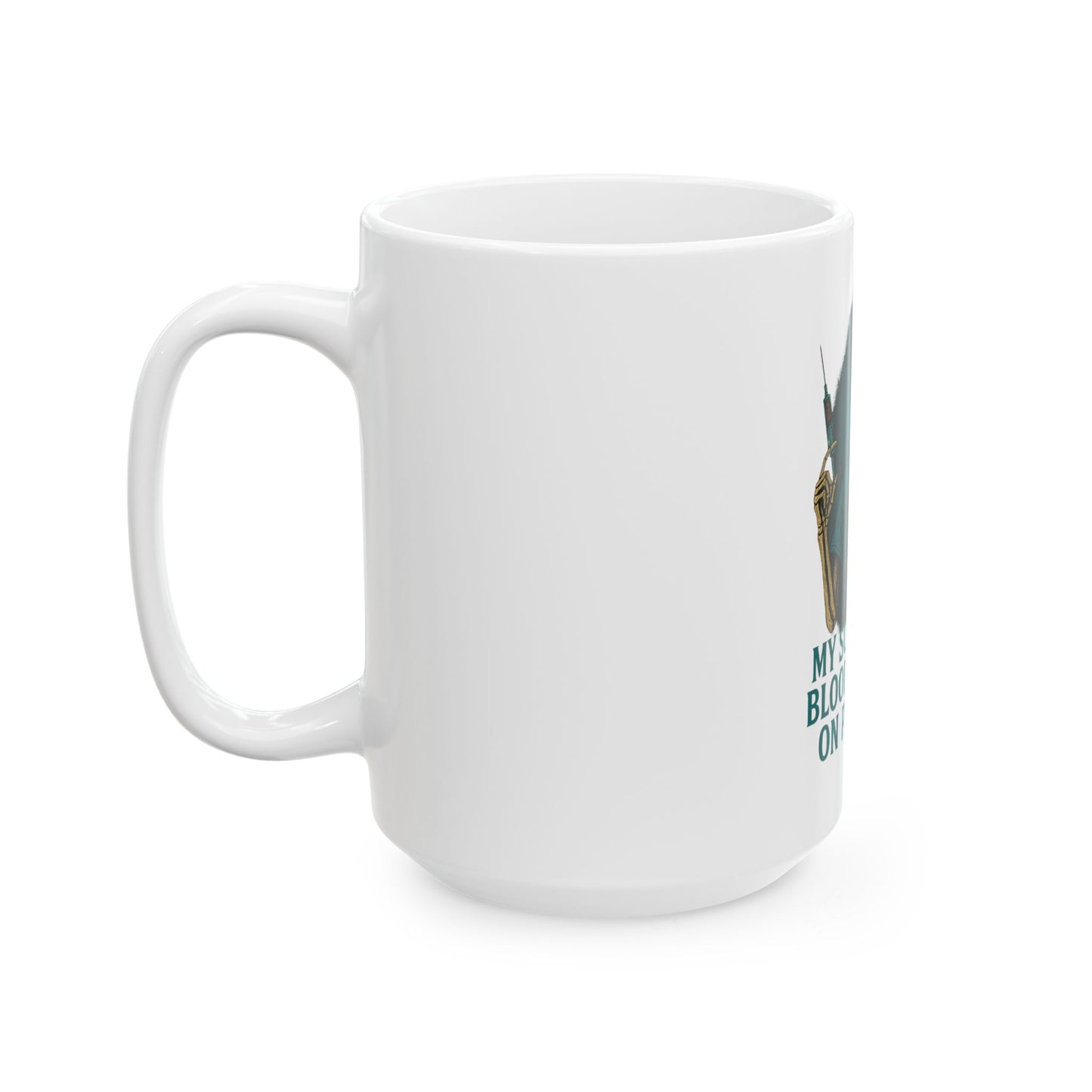 Funny Medical Scrubs Mug - MY SCRUBS ARE BLOODSTAINED... ON PURPOSE, Doctor Gift, Nurse Coffee Cup, Halloween Office Decor, Healthcare Humor
