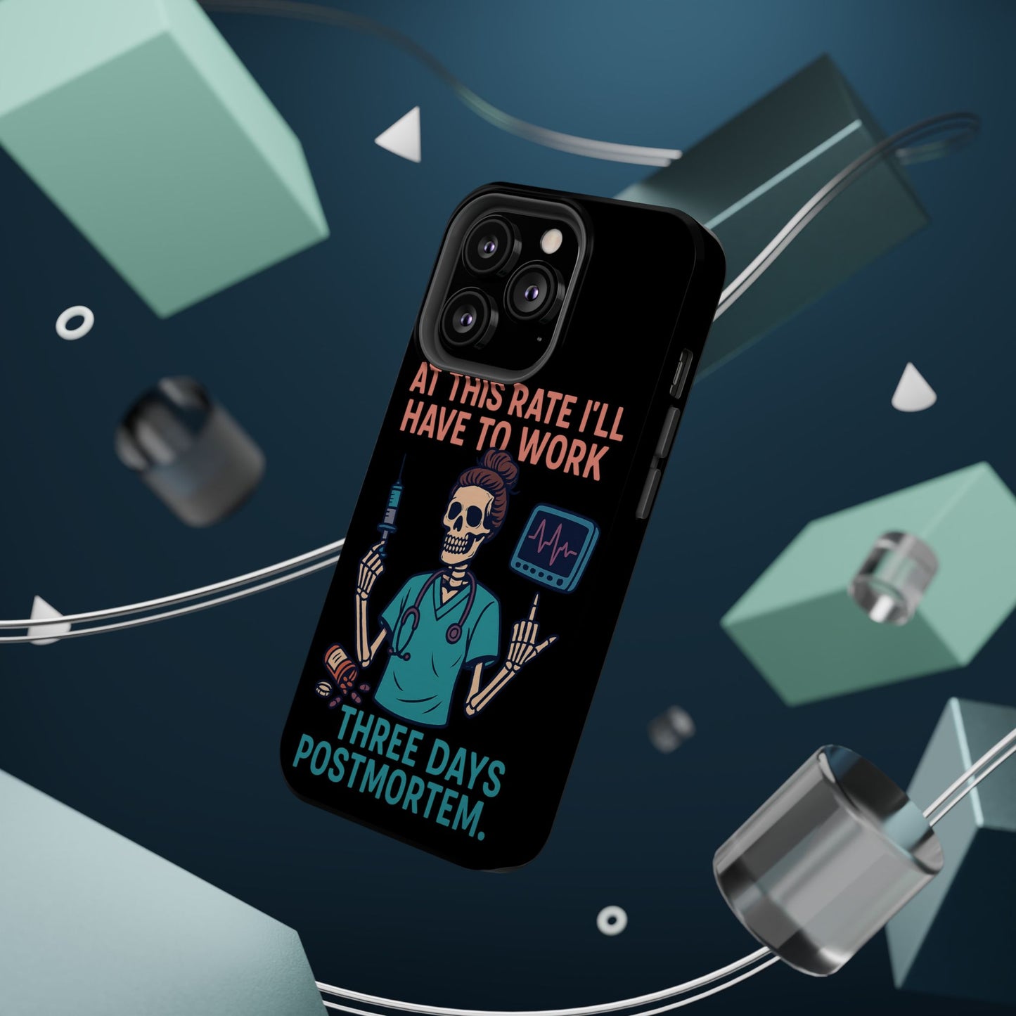 Magnetic Tough Phone Case, 3 Days Postmortem Skull Design, Cute Nurse Gift, Halloween Decor, Unique Phone Accessory
