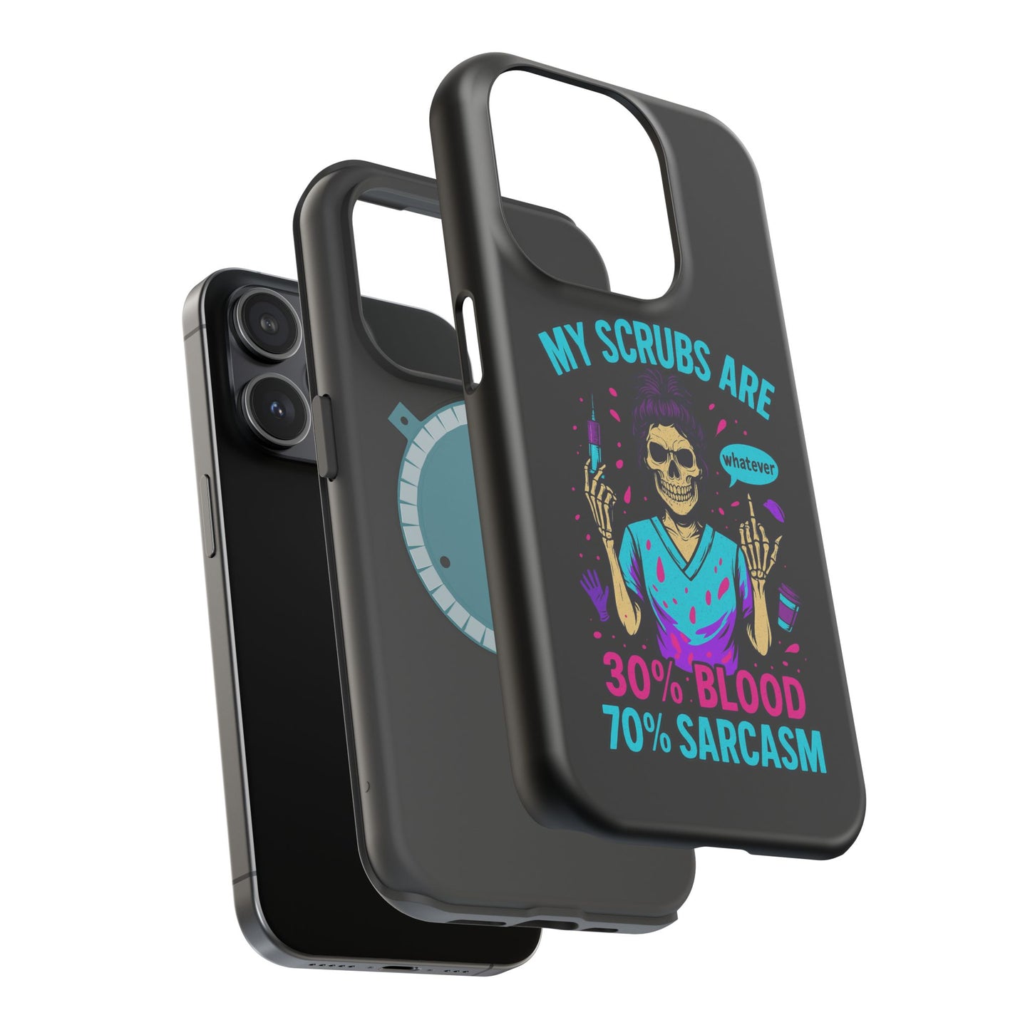 Sassy Nurse Phone Case, 30% Blood 70% Sarcasm Design, Healthcare Gift, Funny Medical Accessory, Tough Magnetic Cover