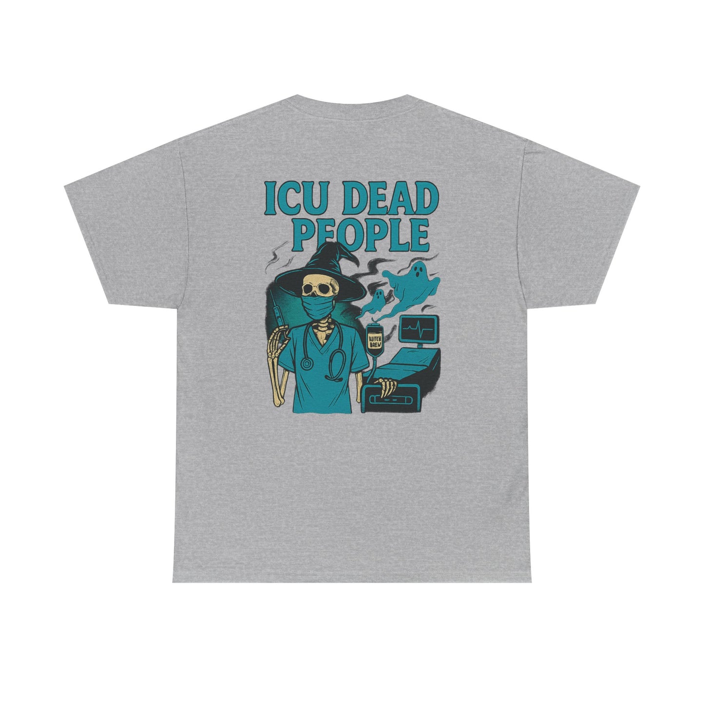Humorous ICU Nurse Tee, Funny Medical Shirt, Unisex Heavy Cotton T-Shirt, Gift for Healthcare Workers, Halloween Medical Humor Tee