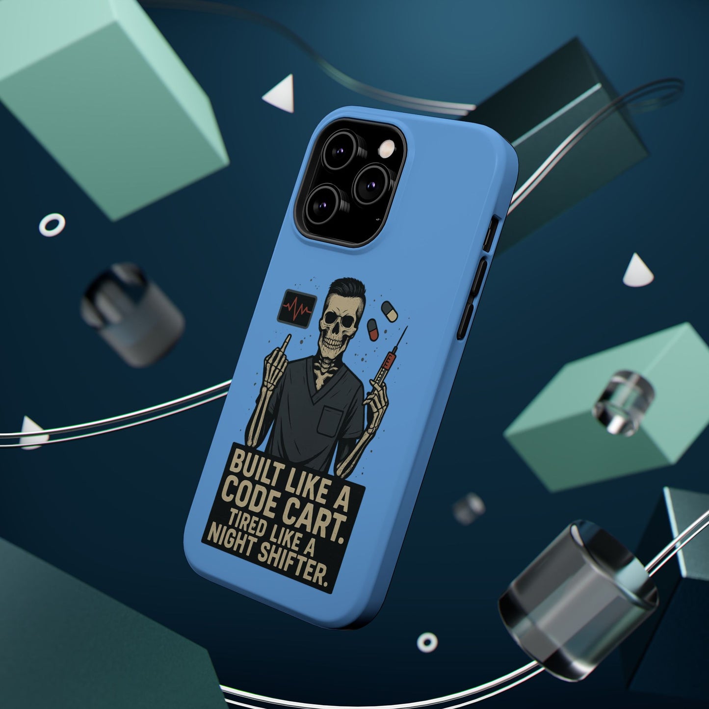 “Built Like a Code Cart. Tired Like a Night Shifter.” – Men’s Nurse Phone Case