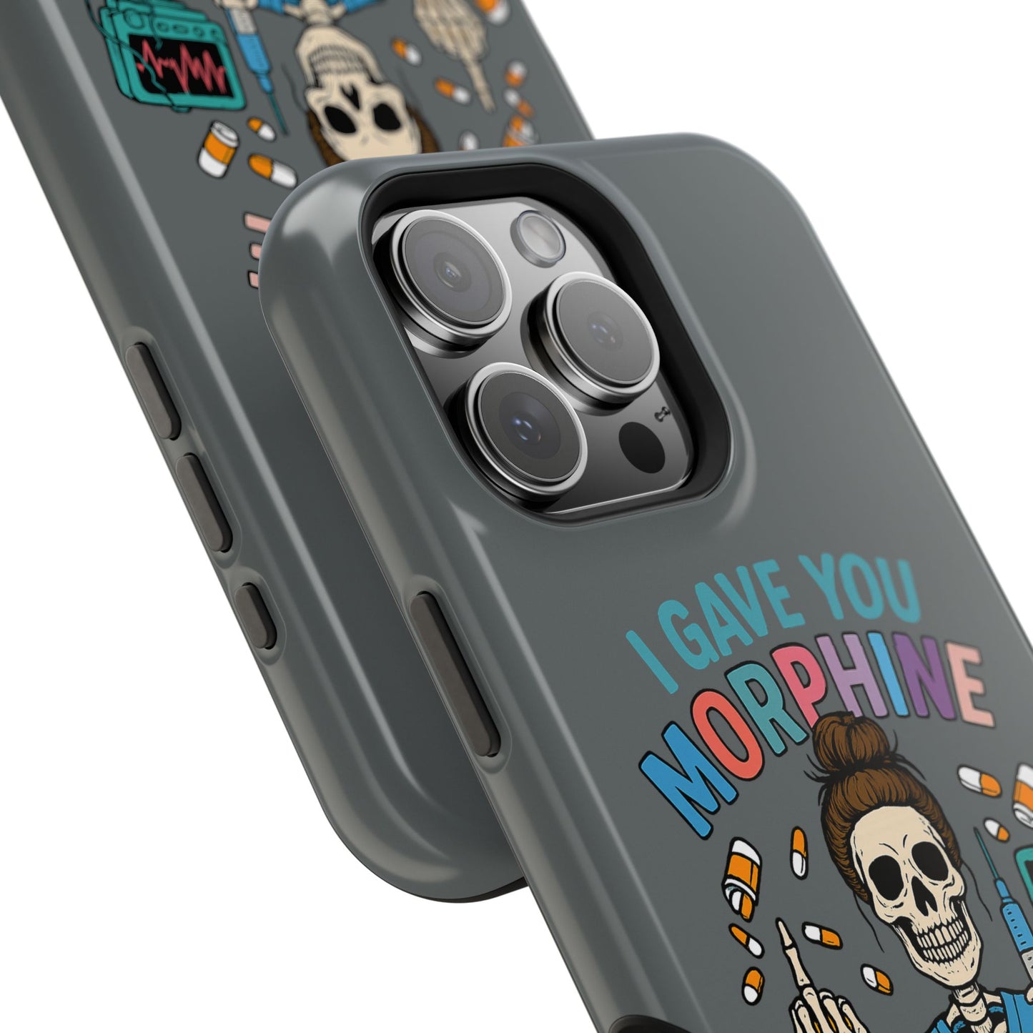 Gothic Phone Case, Unique Skeleton Design, Funny Gift for Nurses, Halloween Accessory, Hospital Humor