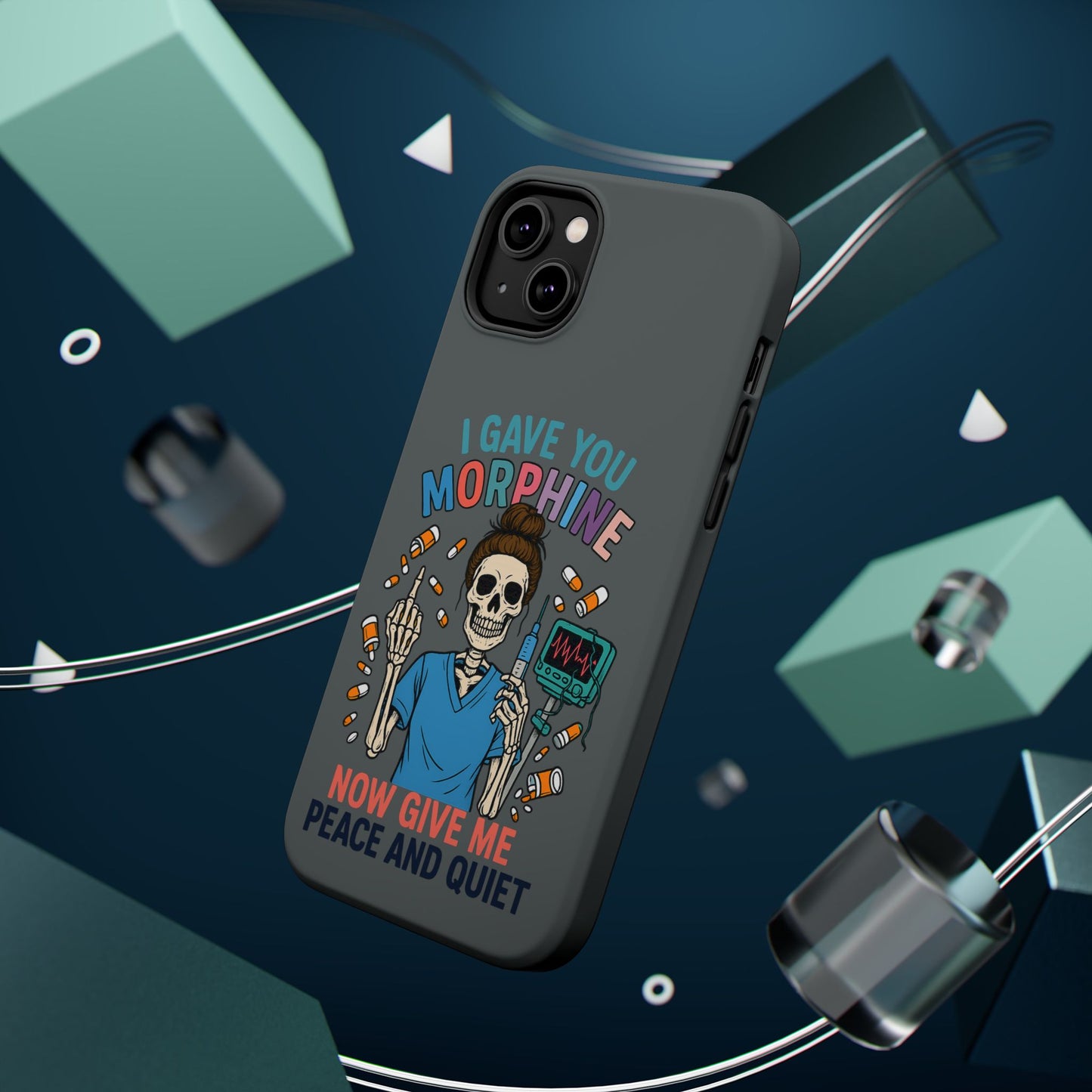 Gothic Phone Case, Unique Skeleton Design, Funny Gift for Nurses, Halloween Accessory, Hospital Humor
