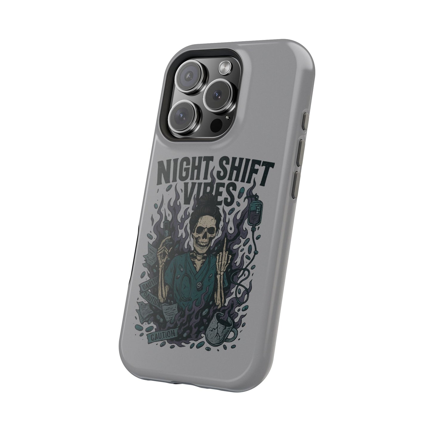 “Night Shift Vibes” – Bright & Chaotic Nurse Phone Case