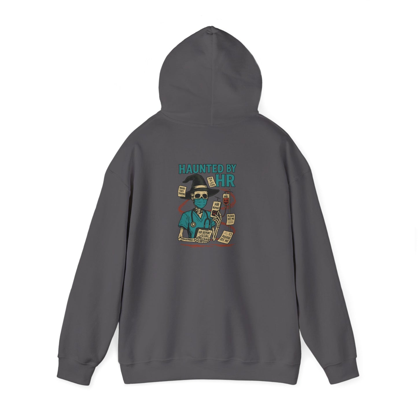 Haunted by HR Hoodie, Funny Sweatshirt, Unisex Pullover, Work Humor Apparel, Gift for Colleagues, Office Wear, Cozy Casual Fashion