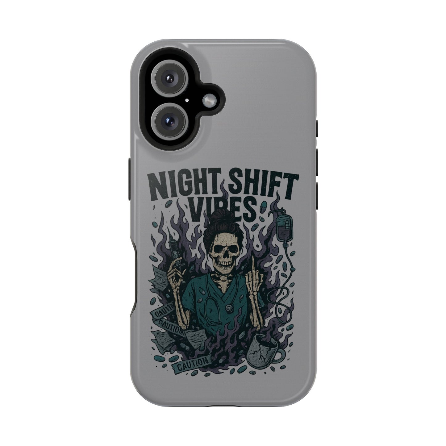 “Night Shift Vibes” – Bright & Chaotic Nurse Phone Case