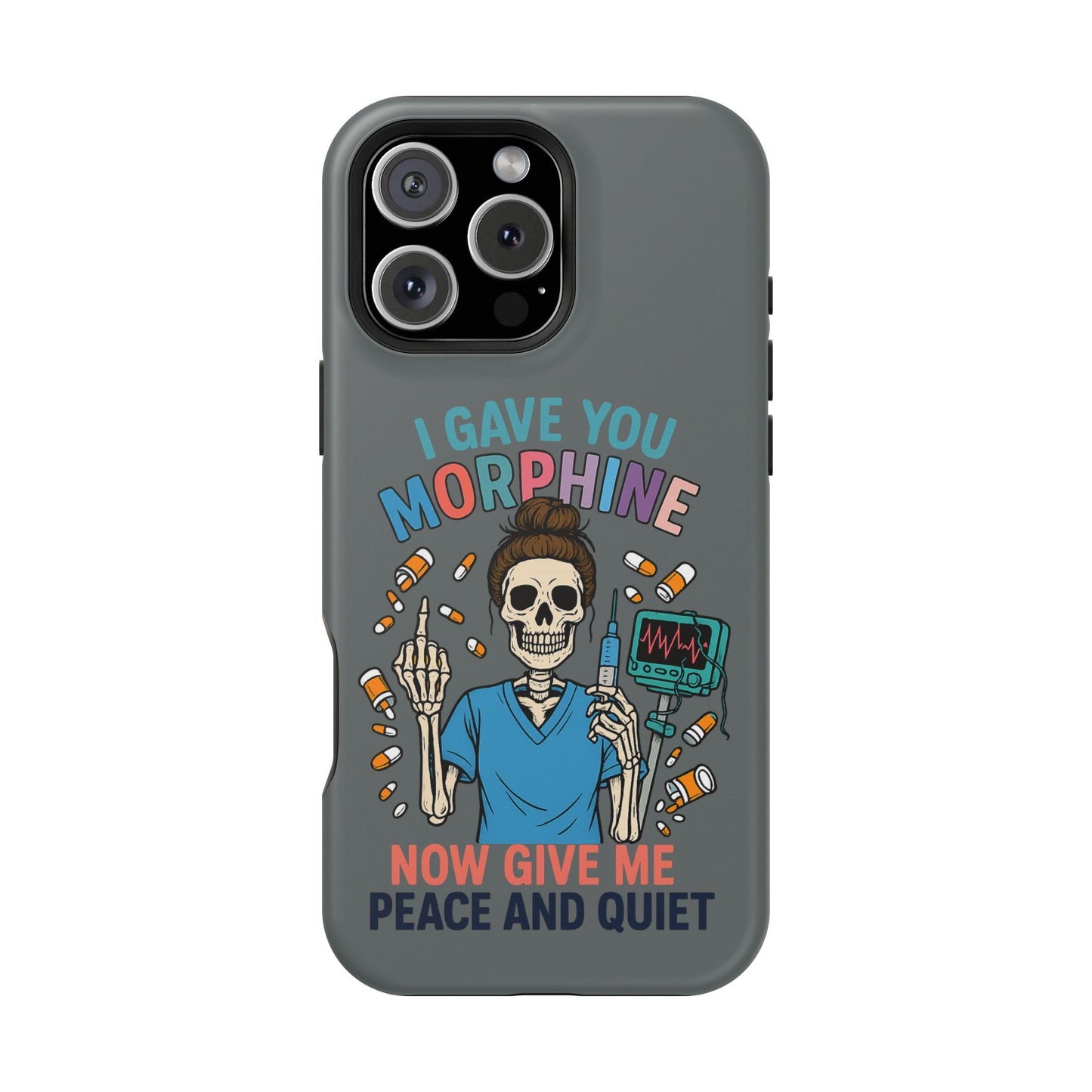 Gothic Phone Case, Unique Skeleton Design, Funny Gift for Nurses, Halloween Accessory, Hospital Humor