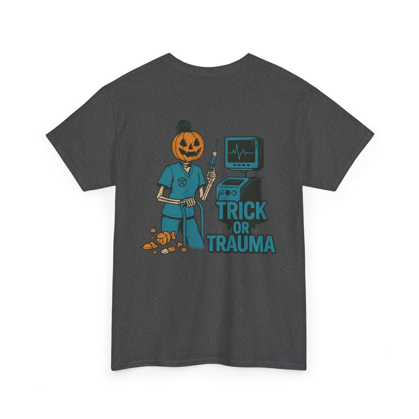 Halloween Pumpkin Tee - Trick or Trauma Shirt, Unisex T-Shirt for Fall Celebrations, Casual Wear, Halloween Costume, Gift Idea