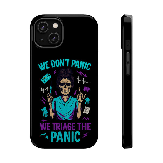 Magnetic Phone Case with Skull Design - We Don't Panic, Perfect for Nurses and Medical Professionals, Halloween Gift, Fun Accessory, [...]
