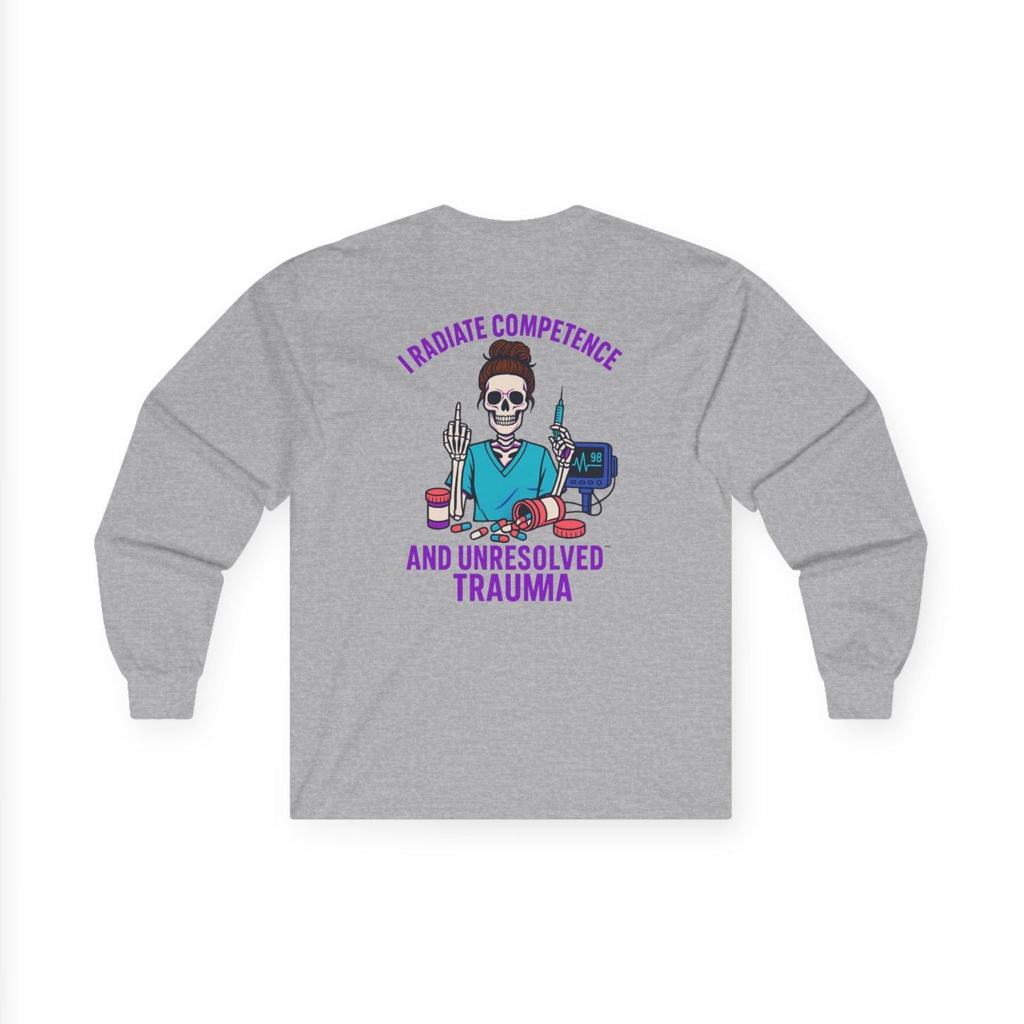 Skull Graphic Long Sleeve Tee, Casual Wear, Halloween Apparel, Gift for Friends, Unisex Fashion, Trendy Tee
