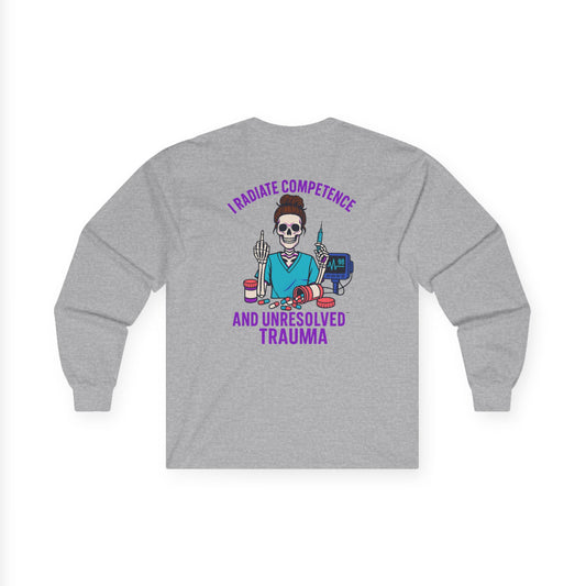 Skull Graphic Long Sleeve Tee, Casual Wear, Halloween Apparel, Gift for Friends, Unisex Fashion, Trendy Tee