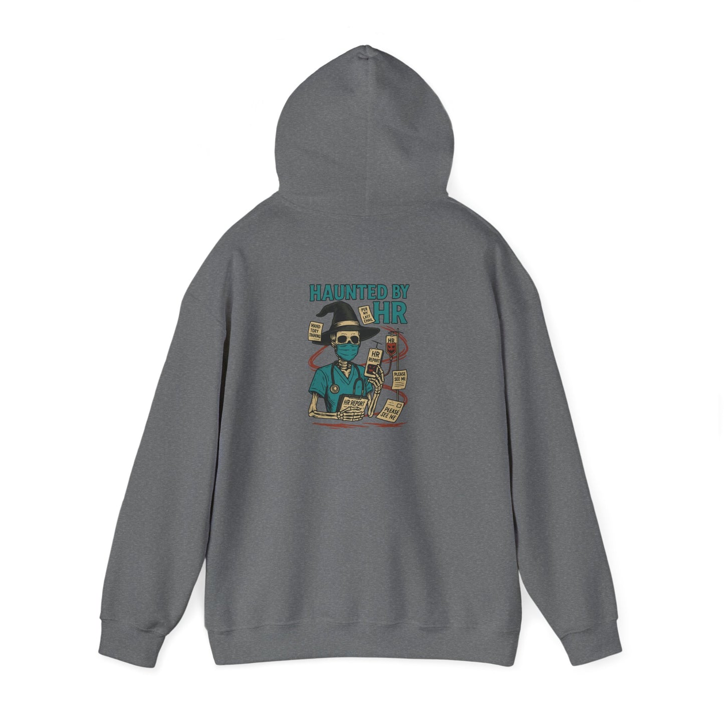 Haunted by HR Hoodie, Funny Sweatshirt, Unisex Pullover, Work Humor Apparel, Gift for Colleagues, Office Wear, Cozy Casual Fashion