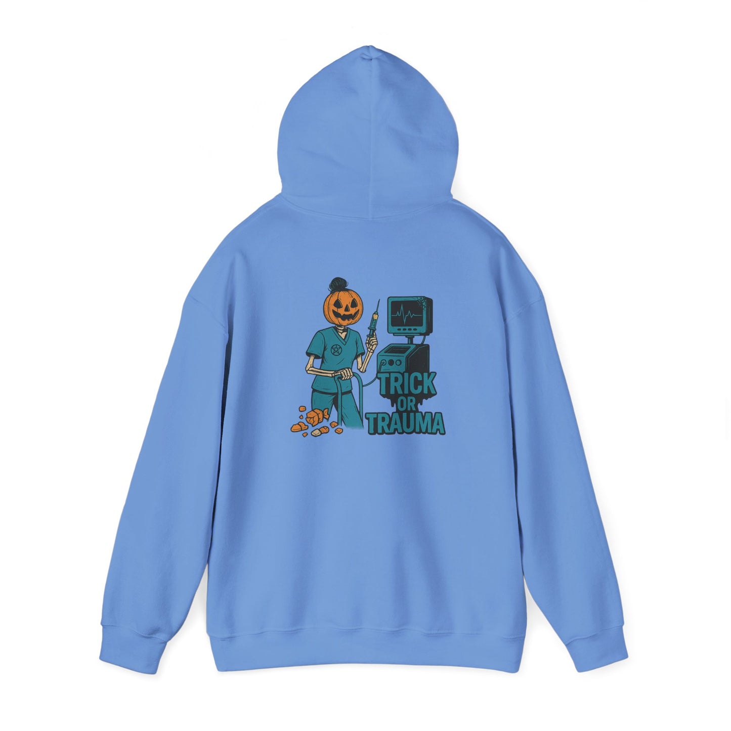 Halloween Trick or Trauma Unisex Hoodie, Perfect for Fall, Cozy Sweatshirt for Halloween Parties, Costume, Gift Idea, Spooky Season Apparel