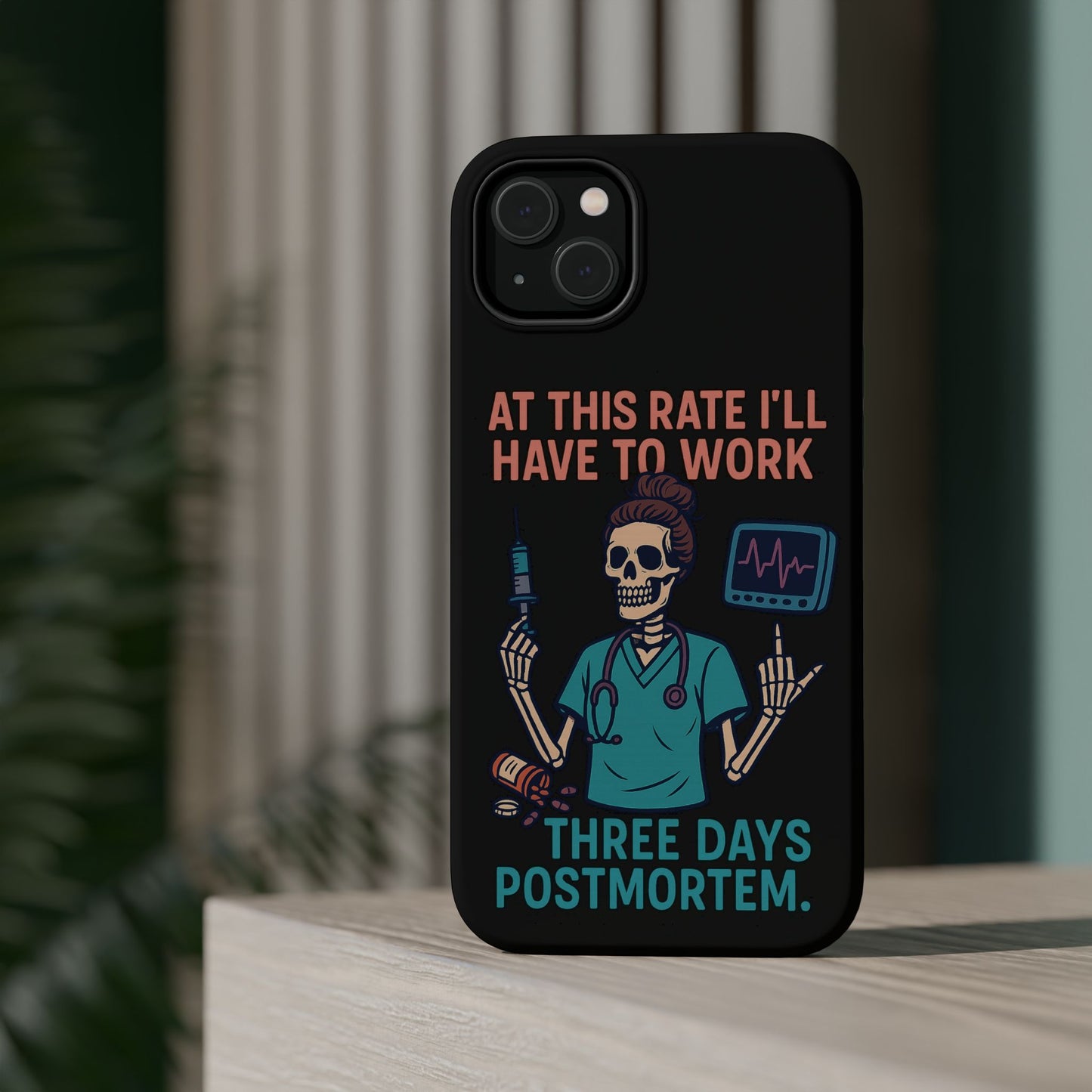 Magnetic Tough Phone Case, 3 Days Postmortem Skull Design, Cute Nurse Gift, Halloween Decor, Unique Phone Accessory