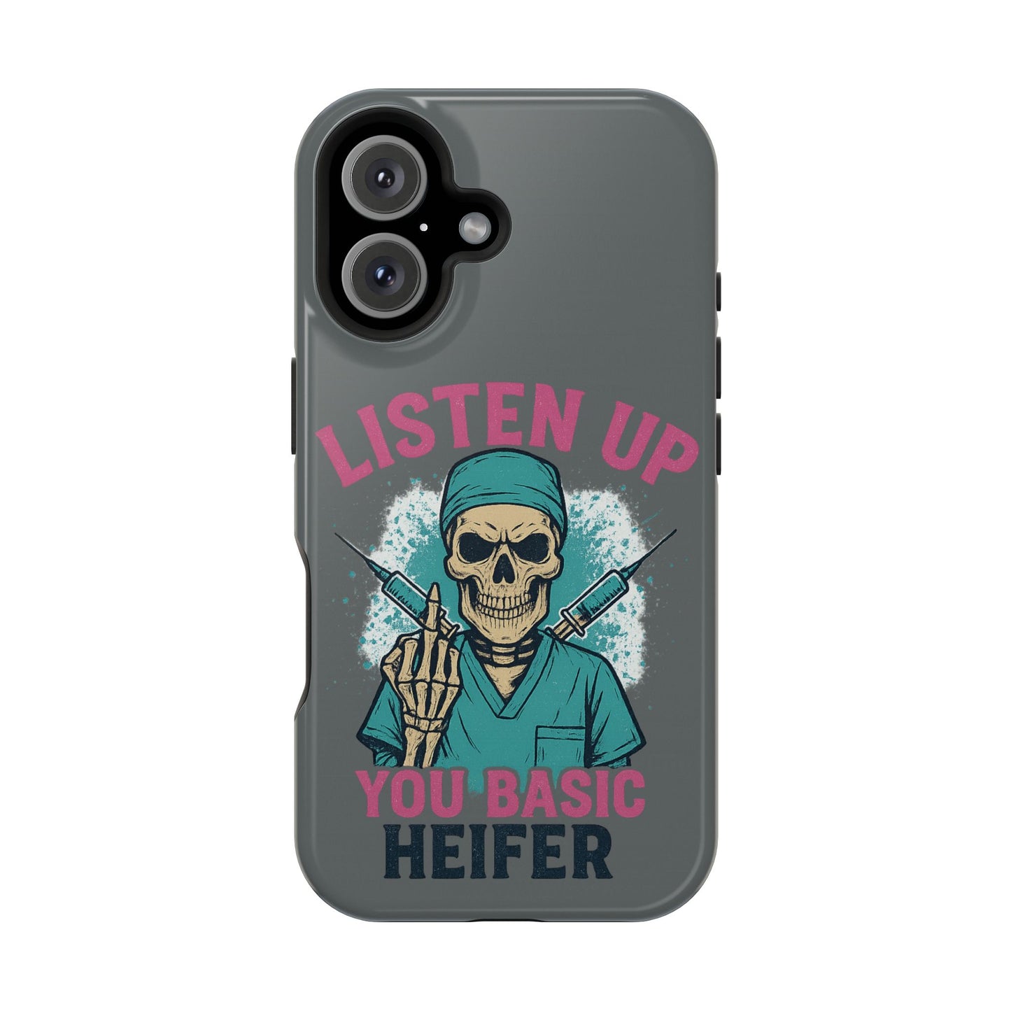 Edgy Nurse Phone Case, Gift for Healthcare Workers, Skull Design Case, Halloween Accessories, Trendy Tough Cases