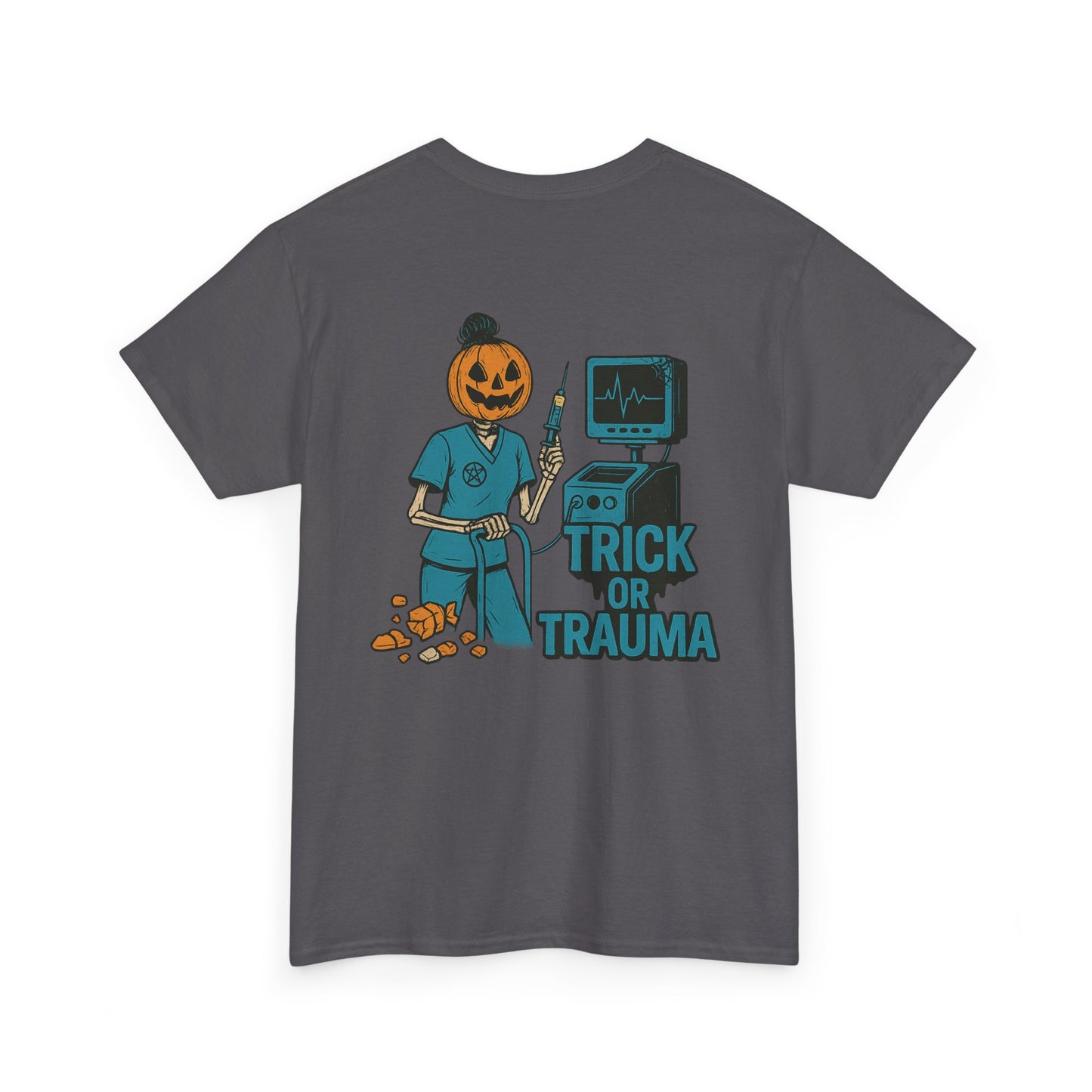 Halloween Pumpkin Tee - Trick or Trauma Shirt, Unisex T-Shirt for Fall Celebrations, Casual Wear, Halloween Costume, Gift Idea