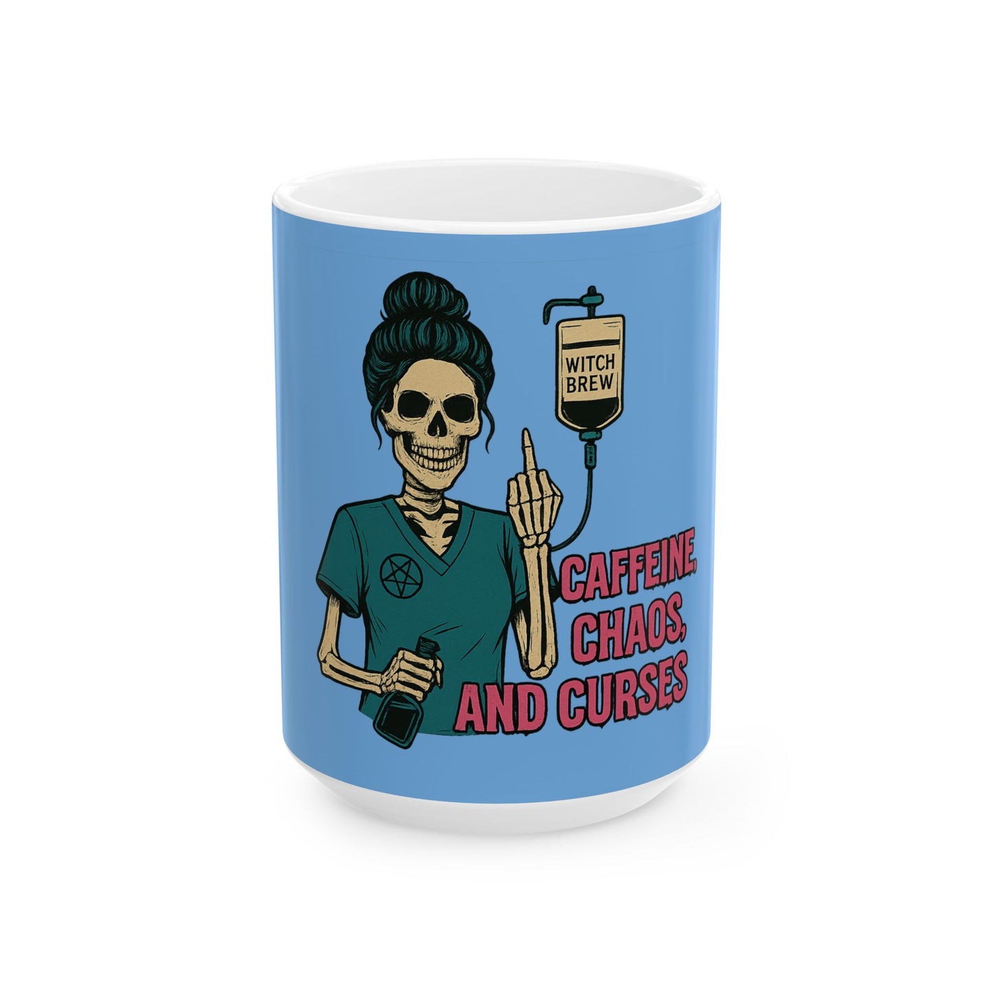 Witch Brew Ceramic Mug, Caffeine Chaos and Curses, Funny Gift for Coffee Lovers, Halloween Decor, Office Mug
