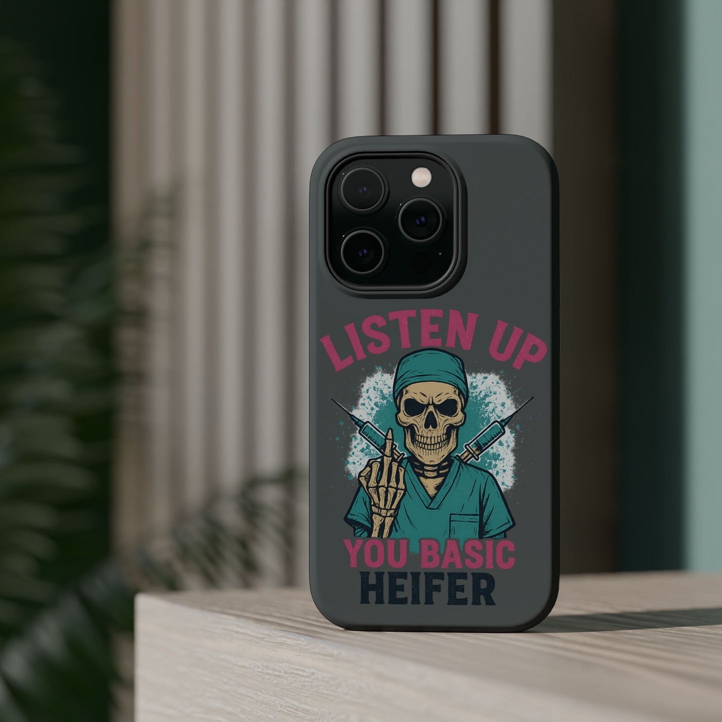 Edgy Nurse Phone Case, Gift for Healthcare Workers, Skull Design Case, Halloween Accessories, Trendy Tough Cases