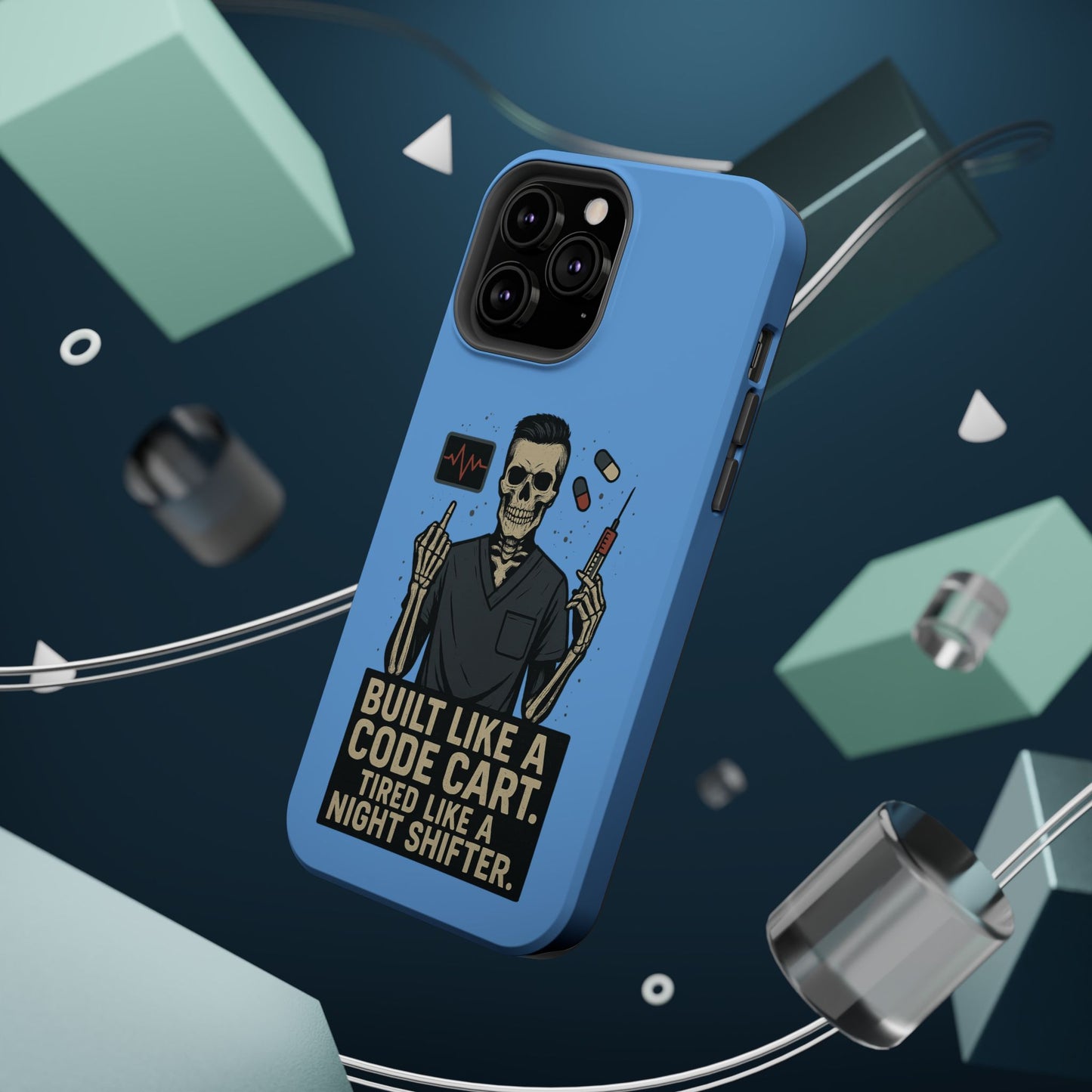 “Built Like a Code Cart. Tired Like a Night Shifter.” – Men’s Nurse Phone Case