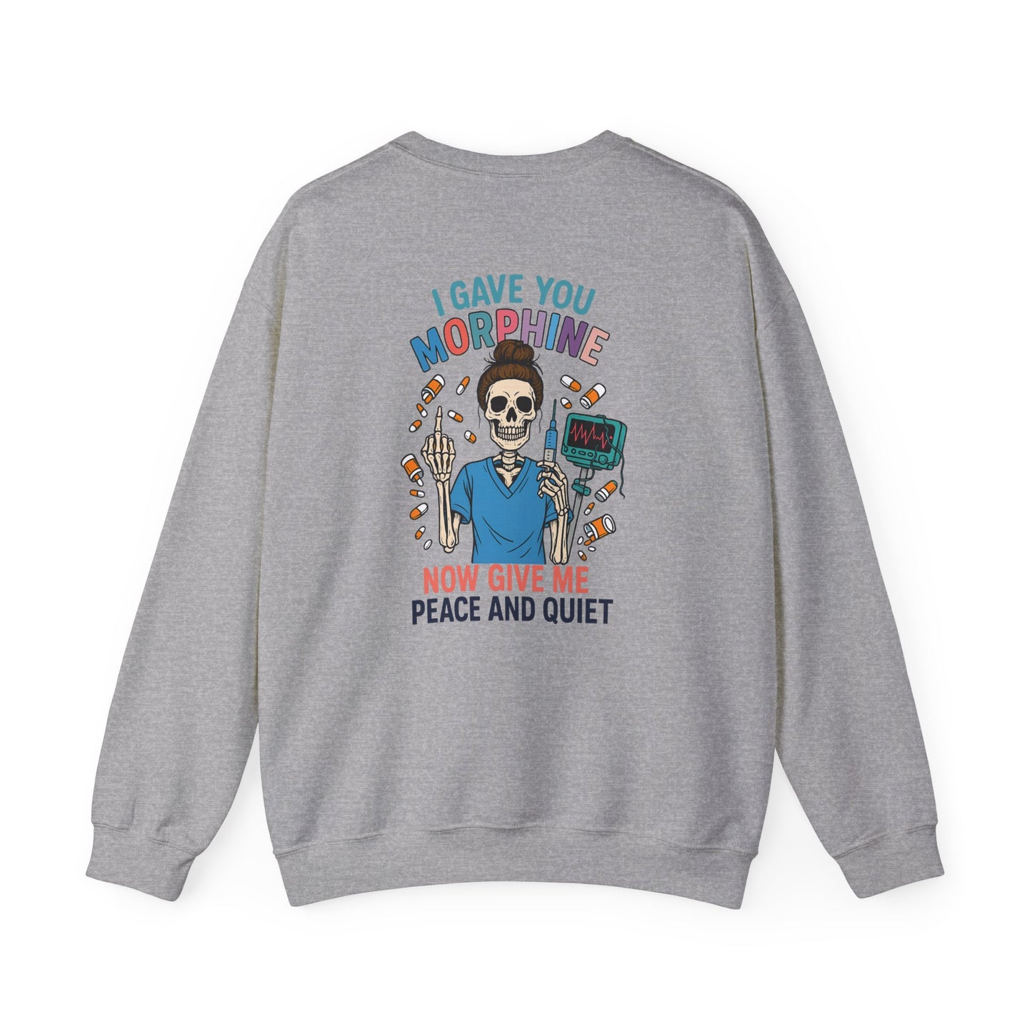 Peace and Quiet Skeleton Sweatshirt, Unisex Crewneck, Funny Halloween Gift, Cozy Sweatshirt, Unique Gift for Her, Graphic Pullover
