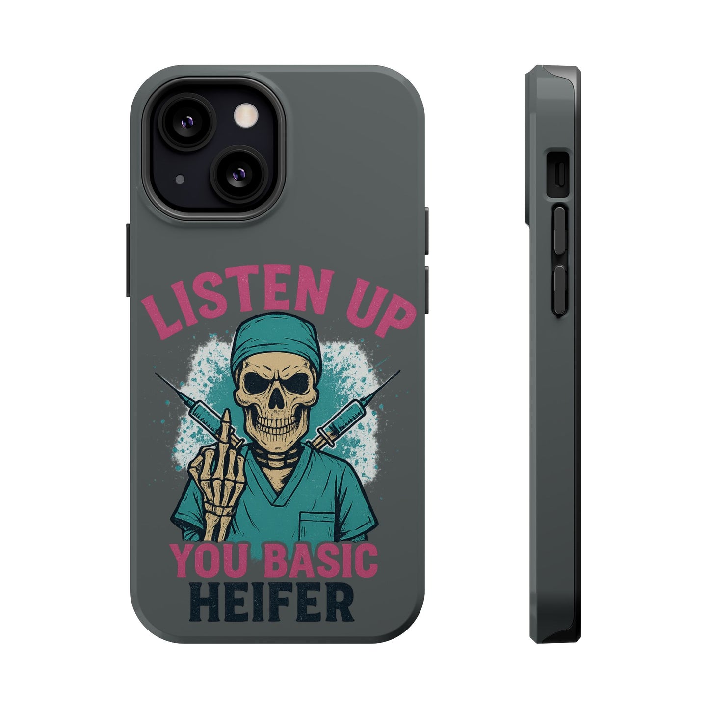 Edgy Nurse Phone Case, Gift for Healthcare Workers, Skull Design Case, Halloween Accessories, Trendy Tough Cases
