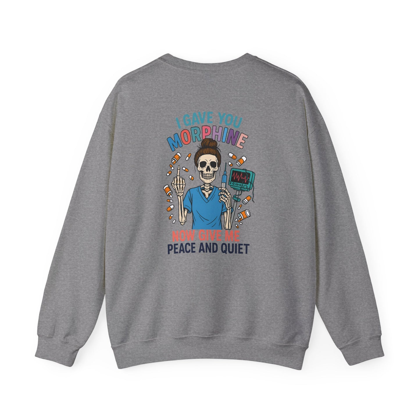 Peace and Quiet Skeleton Sweatshirt, Unisex Crewneck, Funny Halloween Gift, Cozy Sweatshirt, Unique Gift for Her, Graphic Pullover