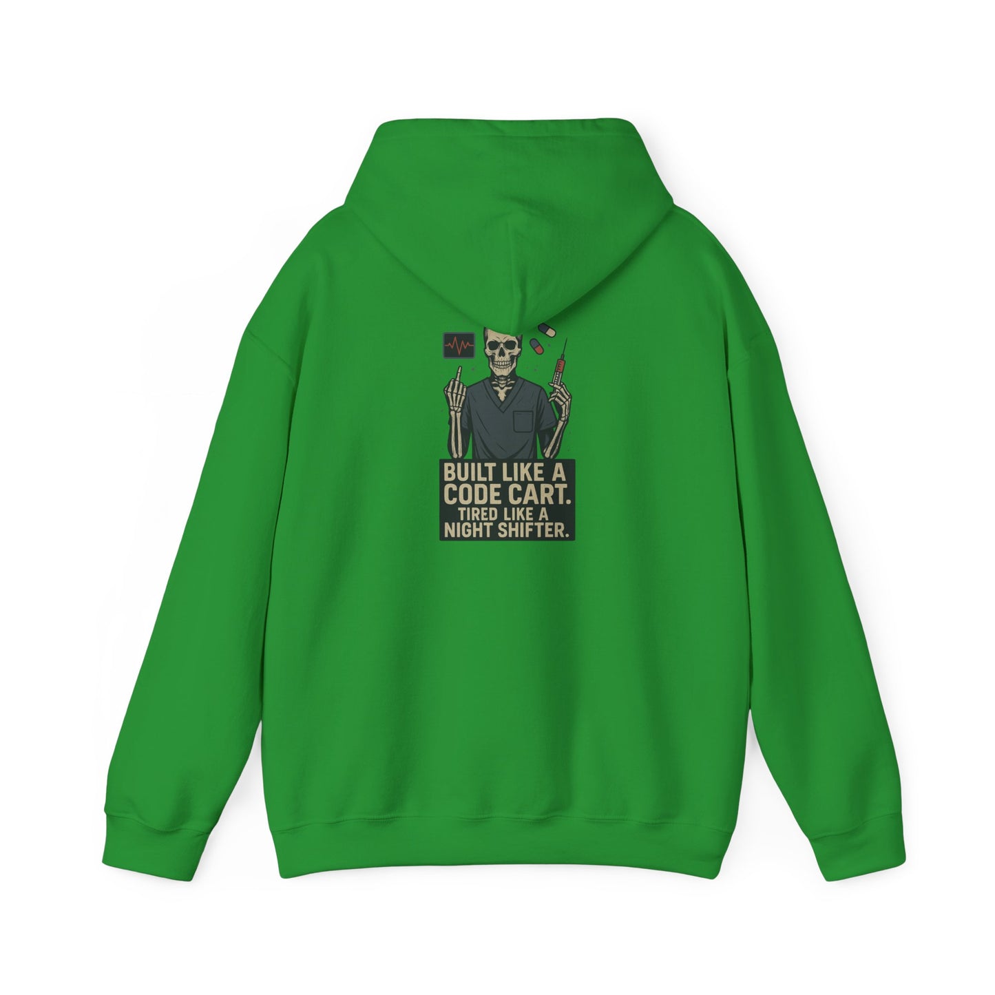 “Built Like a Code Cart. Tired Like a Night Shifter.” – Sarcastic Men’s Hoodie