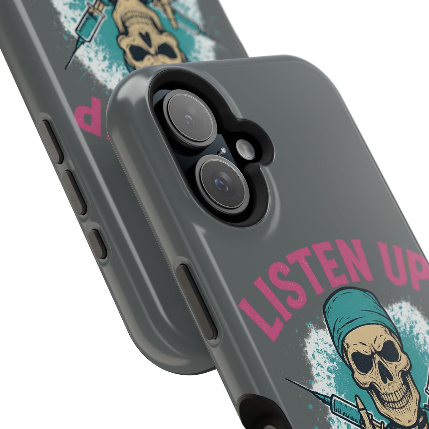 Edgy Nurse Phone Case, Gift for Healthcare Workers, Skull Design Case, Halloween Accessories, Trendy Tough Cases