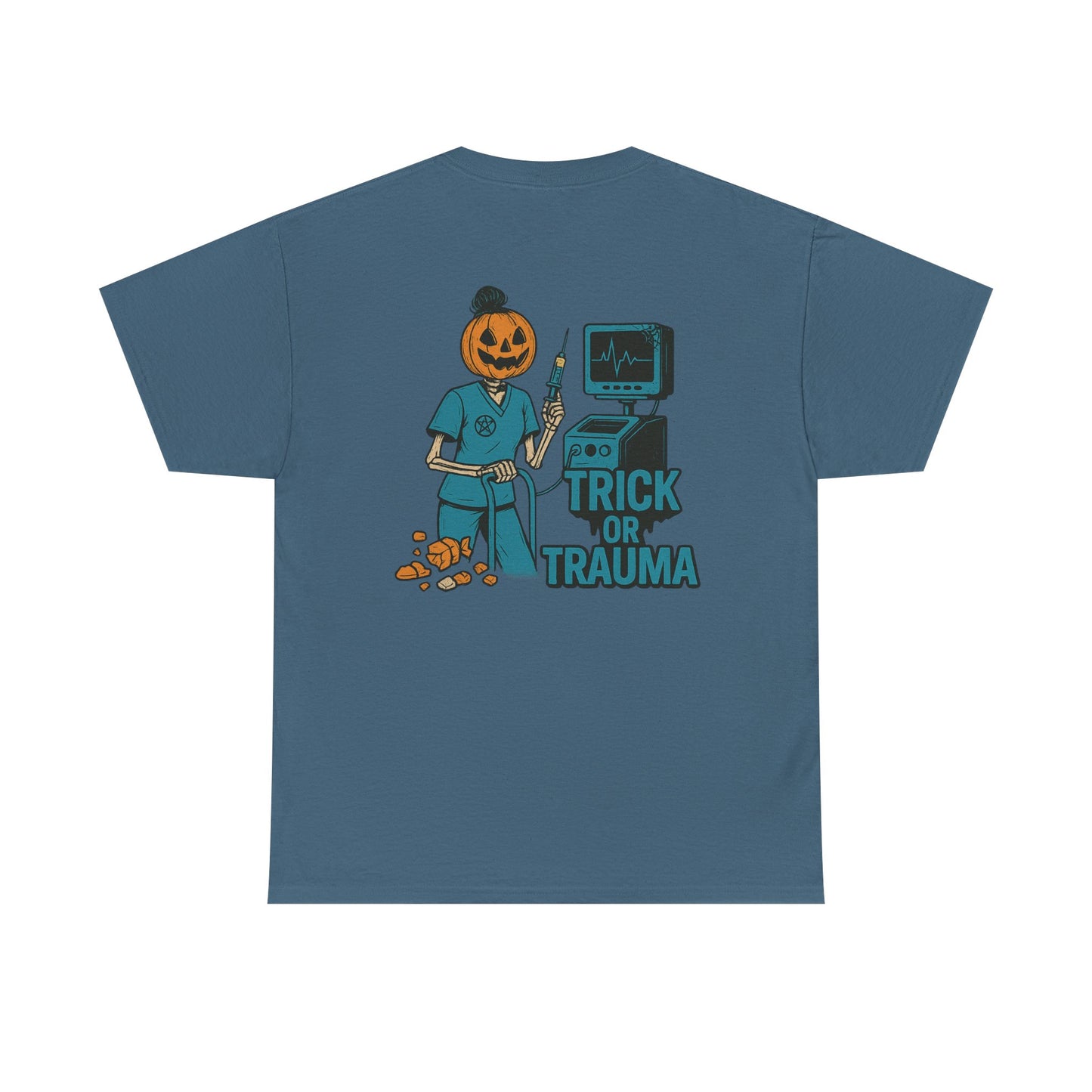 Halloween Pumpkin Tee - Trick or Trauma Shirt, Unisex T-Shirt for Fall Celebrations, Casual Wear, Halloween Costume, Gift Idea