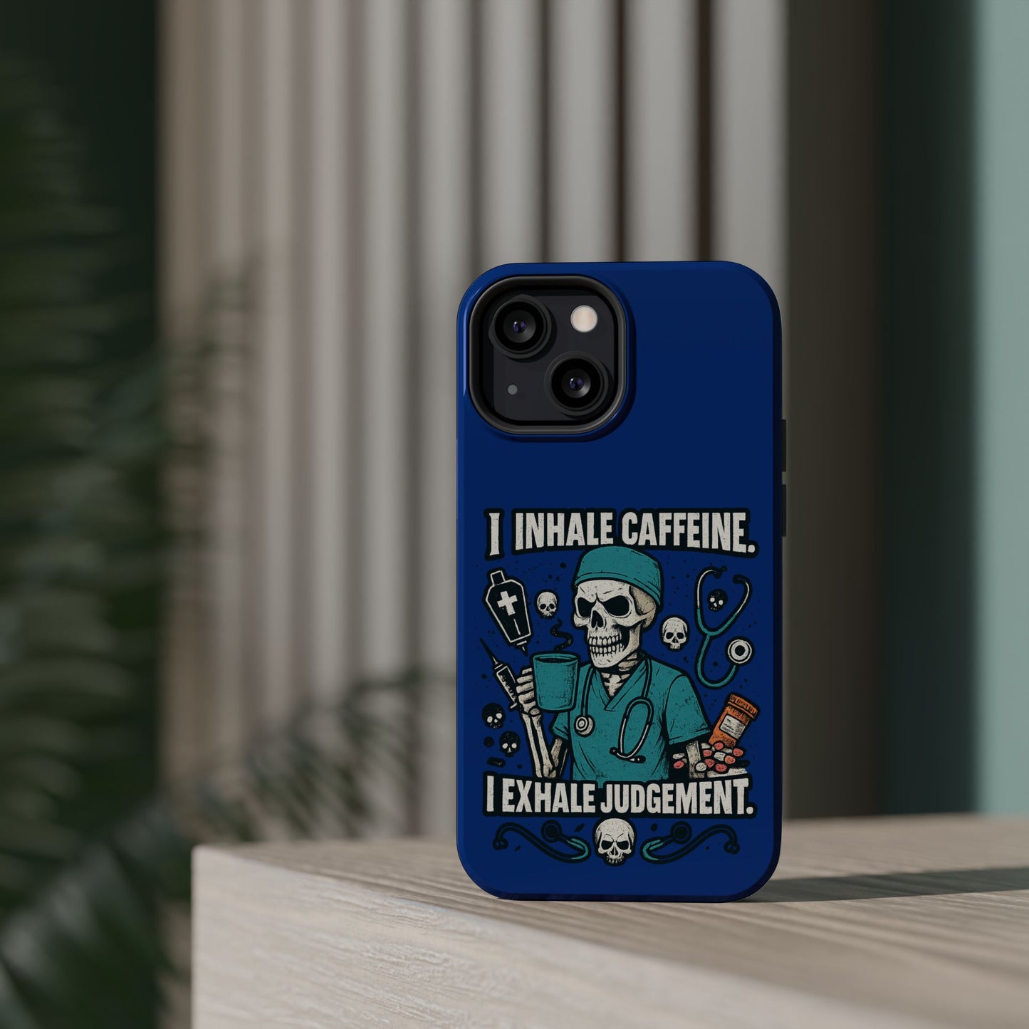 Funny Nurse Phone Case, Medical Humor, Gift for Healthcare Workers, Caffeine Lover Accessory, Skeleton Design
