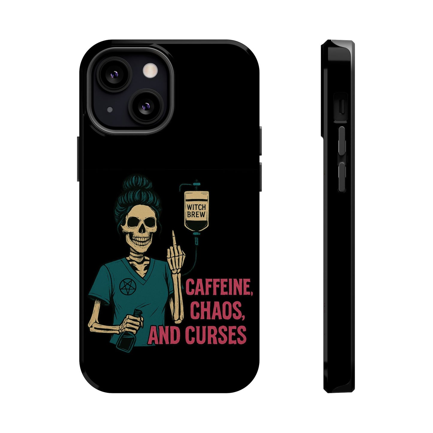 Caffeine Chaos Magnetic Phone Case, Halloween Gift, Witchy Accessories, Phone Cover, Spooky Style