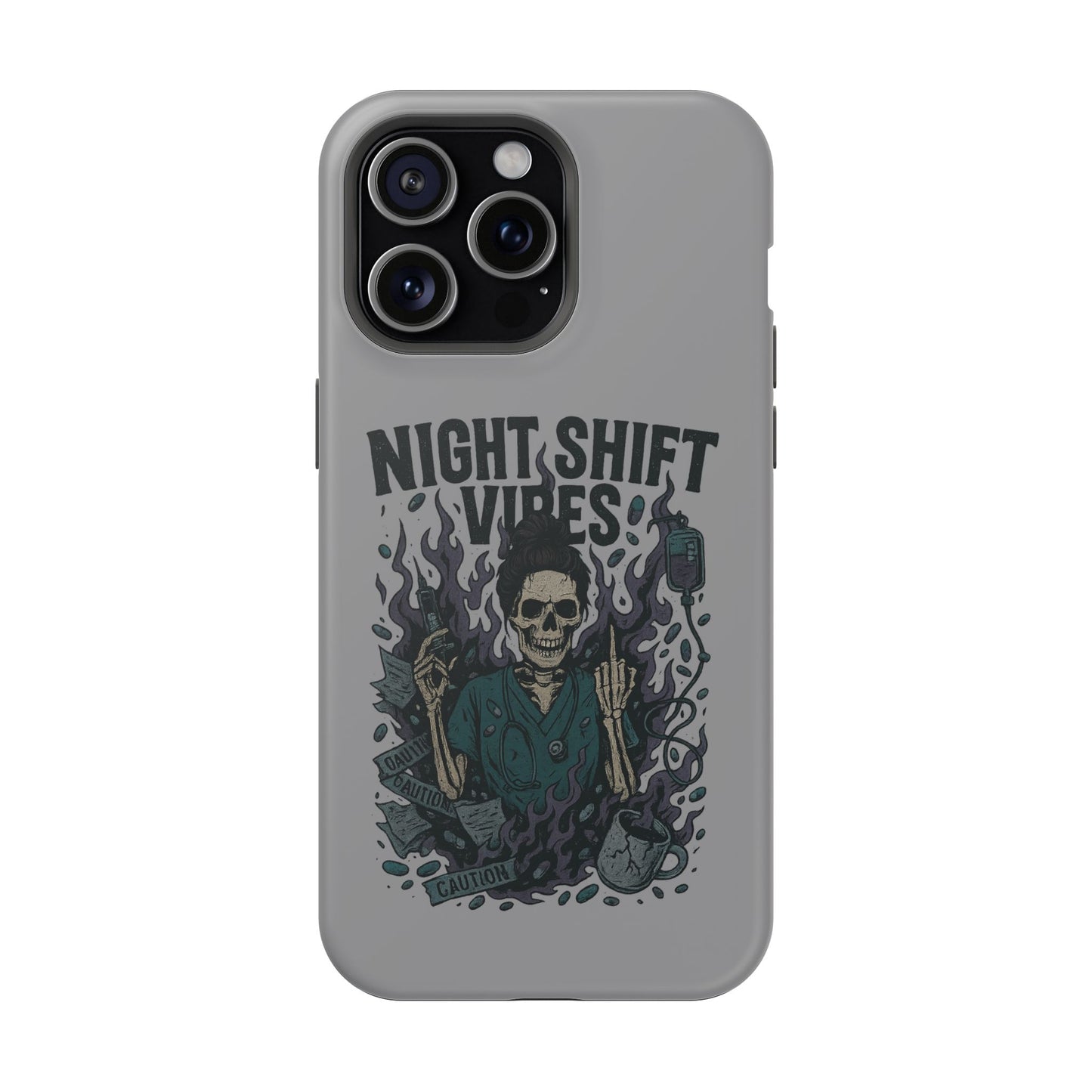 “Night Shift Vibes” – Bright & Chaotic Nurse Phone Case