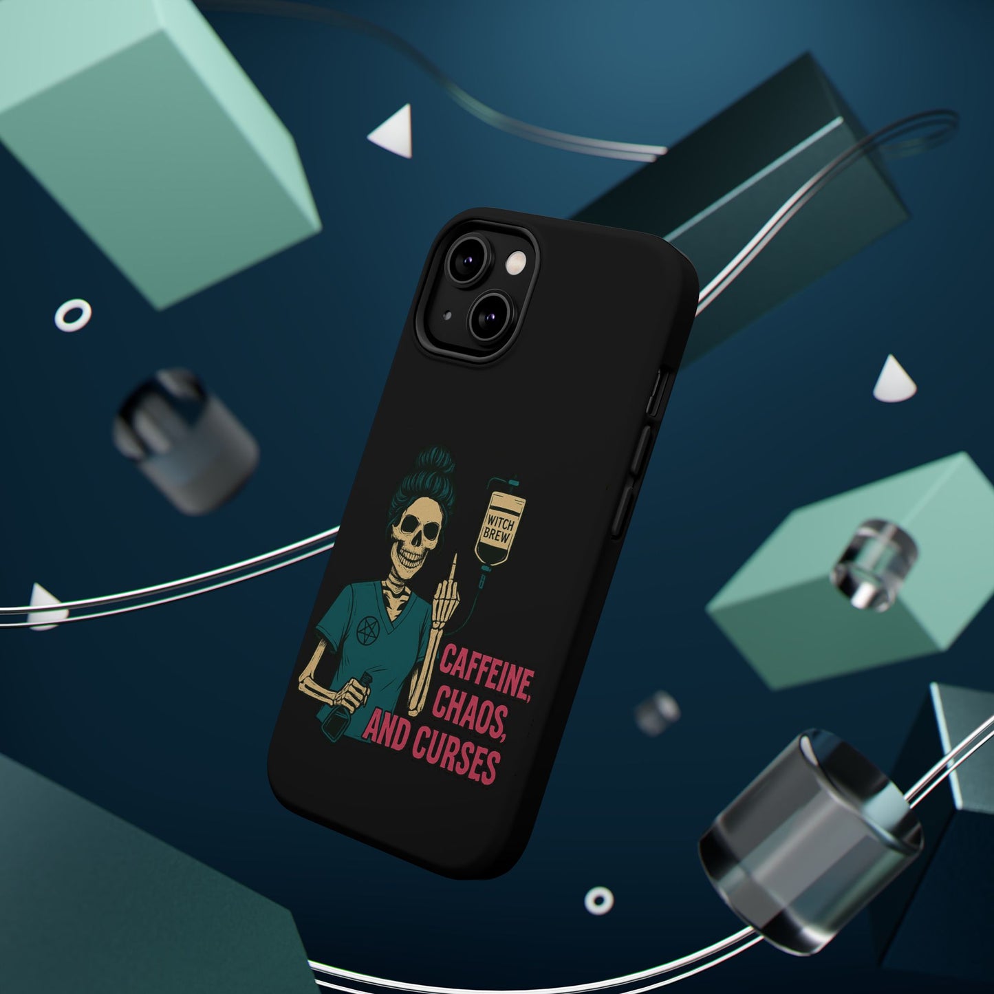 Caffeine Chaos Magnetic Phone Case, Halloween Gift, Witchy Accessories, Phone Cover, Spooky Style