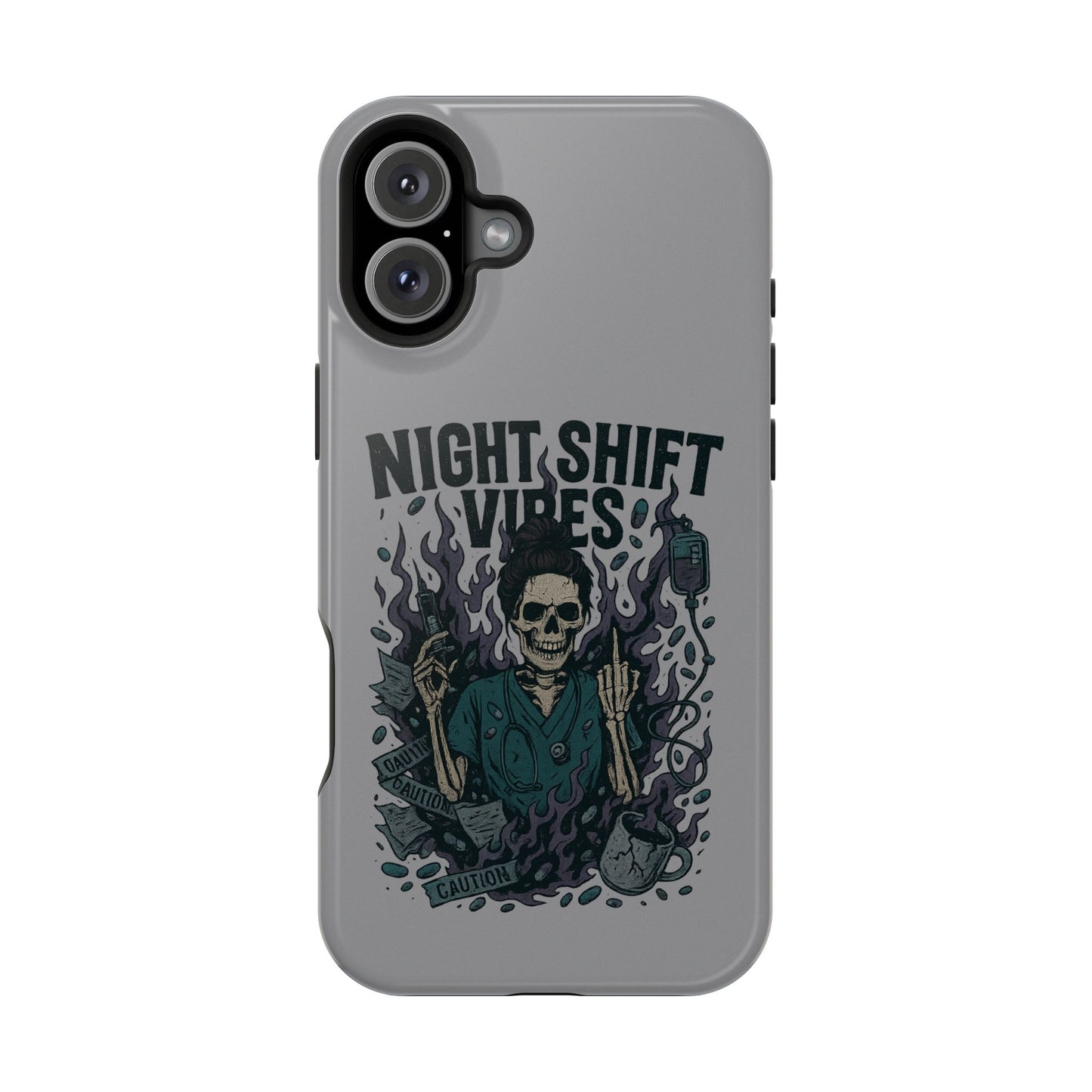 “Night Shift Vibes” – Bright & Chaotic Nurse Phone Case