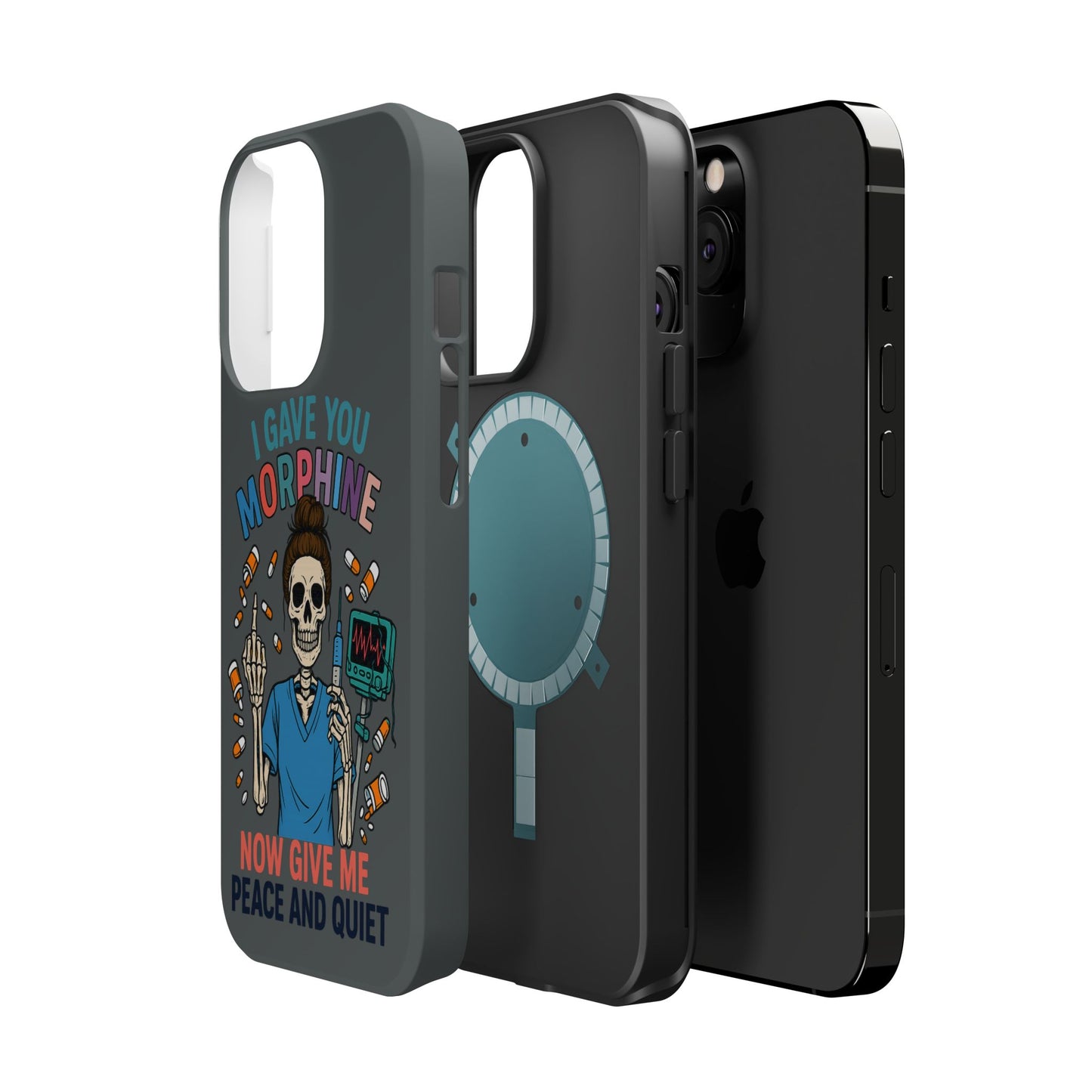 Gothic Phone Case, Unique Skeleton Design, Funny Gift for Nurses, Halloween Accessory, Hospital Humor