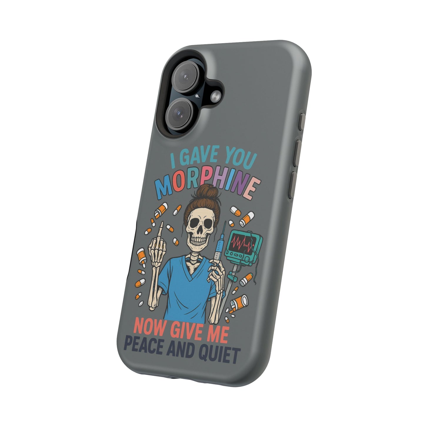 Gothic Phone Case, Unique Skeleton Design, Funny Gift for Nurses, Halloween Accessory, Hospital Humor