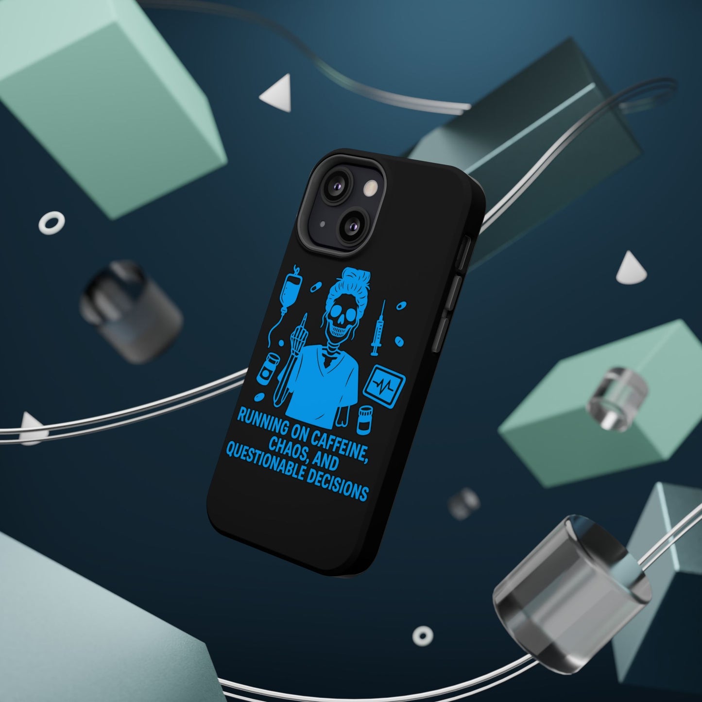 Running on Caffeine, Chaos, and Questionable Decisions” – Nurse Life Phone Case
