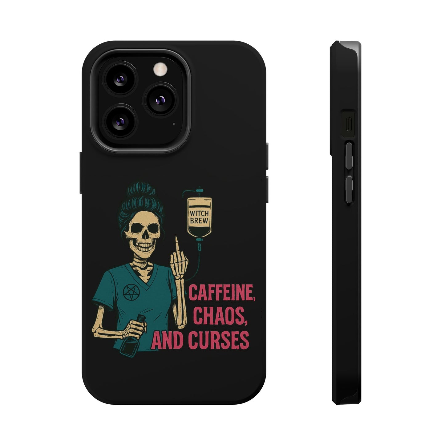 Caffeine Chaos Magnetic Phone Case, Halloween Gift, Witchy Accessories, Phone Cover, Spooky Style