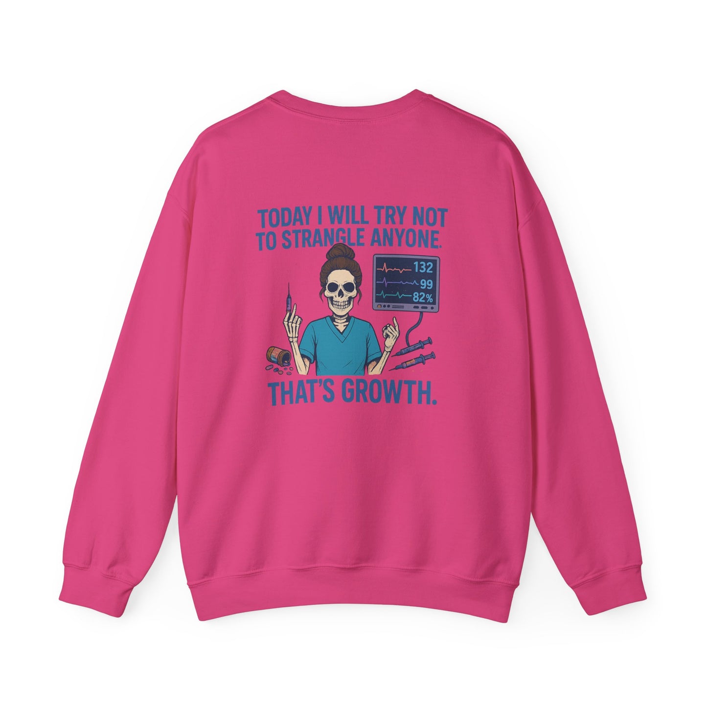 Skull Growth Humor Sweatshirt | Unisex Crewneck | Funny Gift for Nurses, Medical Professionals, Birthdays, Halloween, or Self-Care