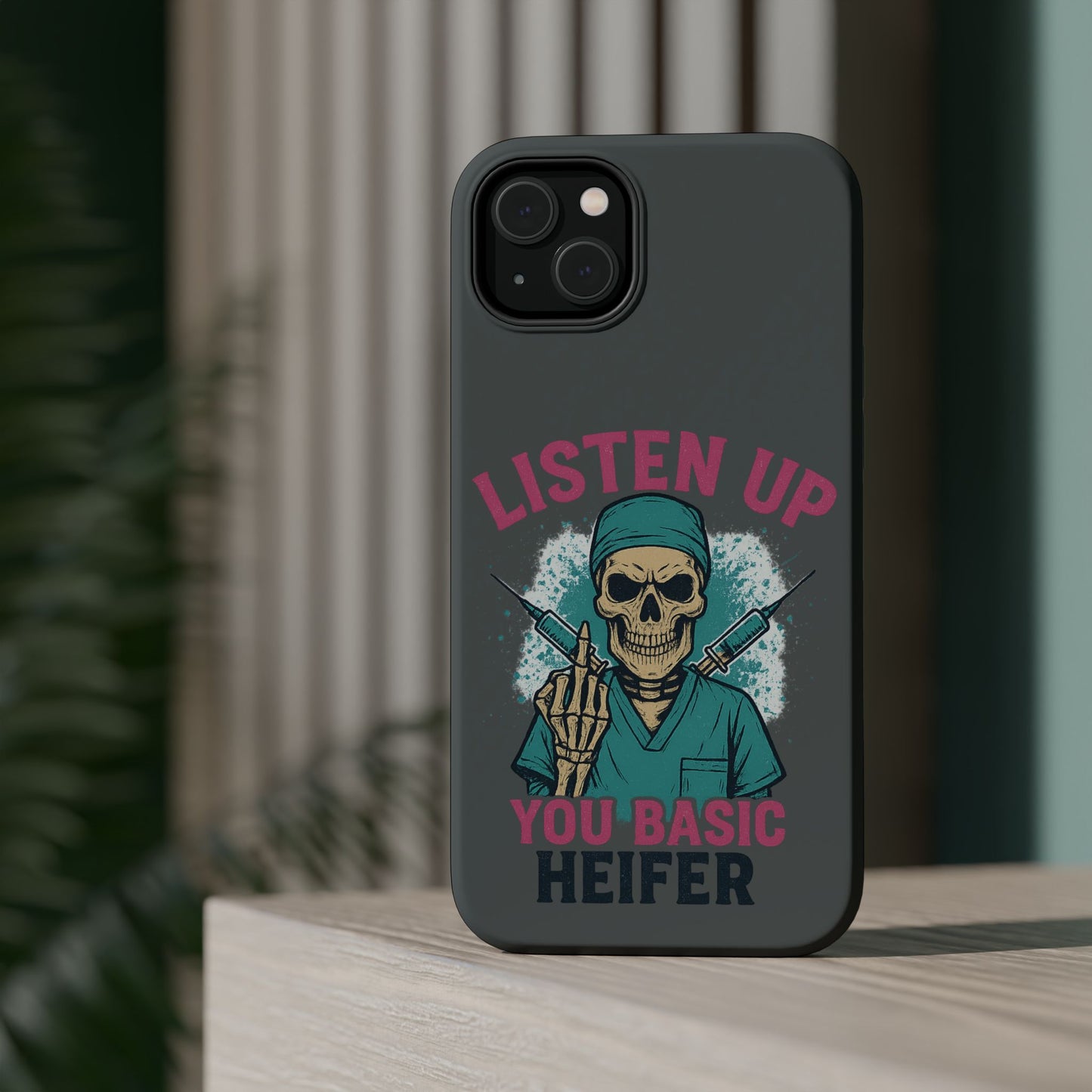Edgy Nurse Phone Case, Gift for Healthcare Workers, Skull Design Case, Halloween Accessories, Trendy Tough Cases