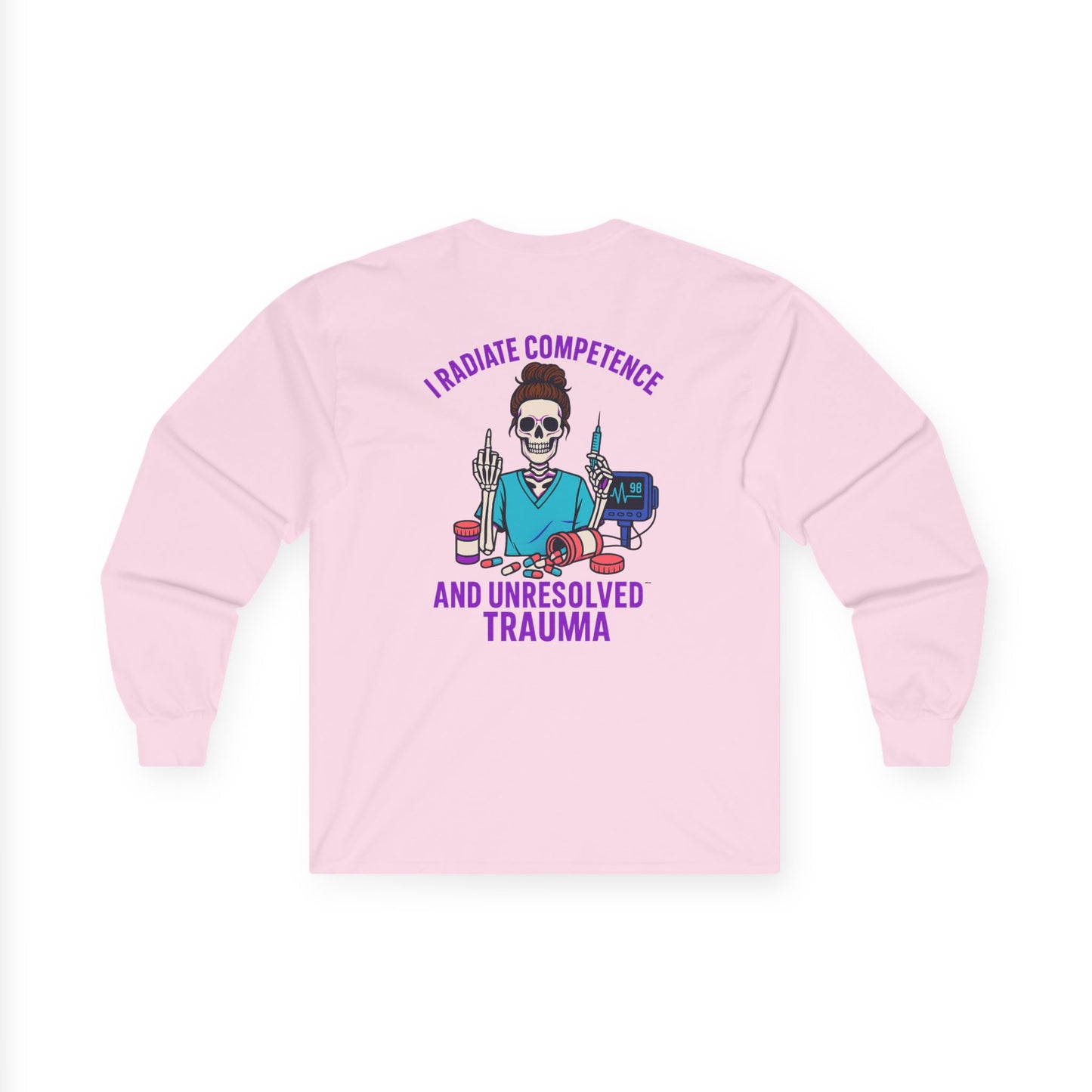 Skull Graphic Long Sleeve Tee, Casual Wear, Halloween Apparel, Gift for Friends, Unisex Fashion, Trendy Tee