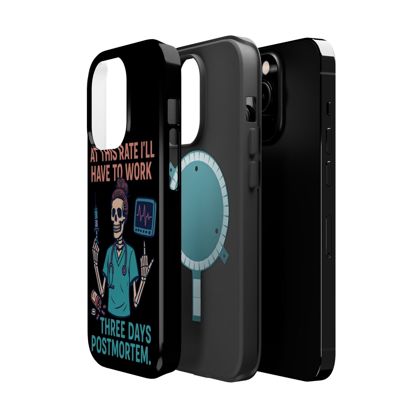 Magnetic Tough Phone Case, 3 Days Postmortem Skull Design, Cute Nurse Gift, Halloween Decor, Unique Phone Accessory