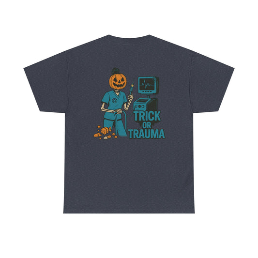 Halloween Pumpkin Tee - Trick or Trauma Shirt, Unisex T-Shirt for Fall Celebrations, Casual Wear, Halloween Costume, Gift Idea