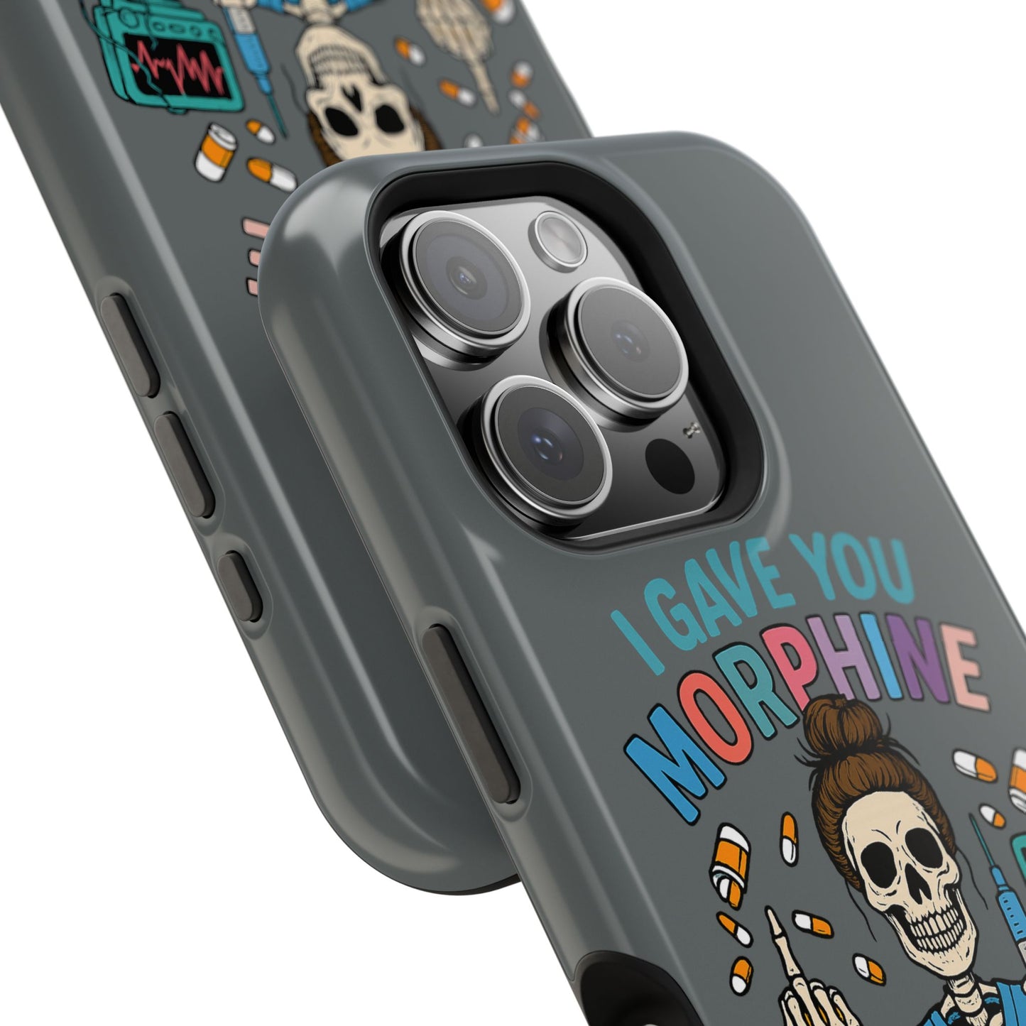 Gothic Phone Case, Unique Skeleton Design, Funny Gift for Nurses, Halloween Accessory, Hospital Humor