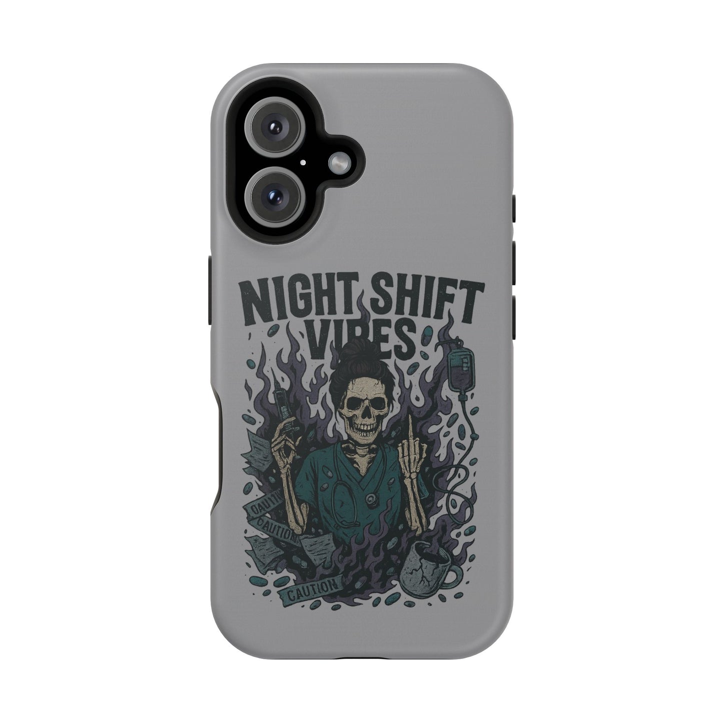 “Night Shift Vibes” – Bright & Chaotic Nurse Phone Case